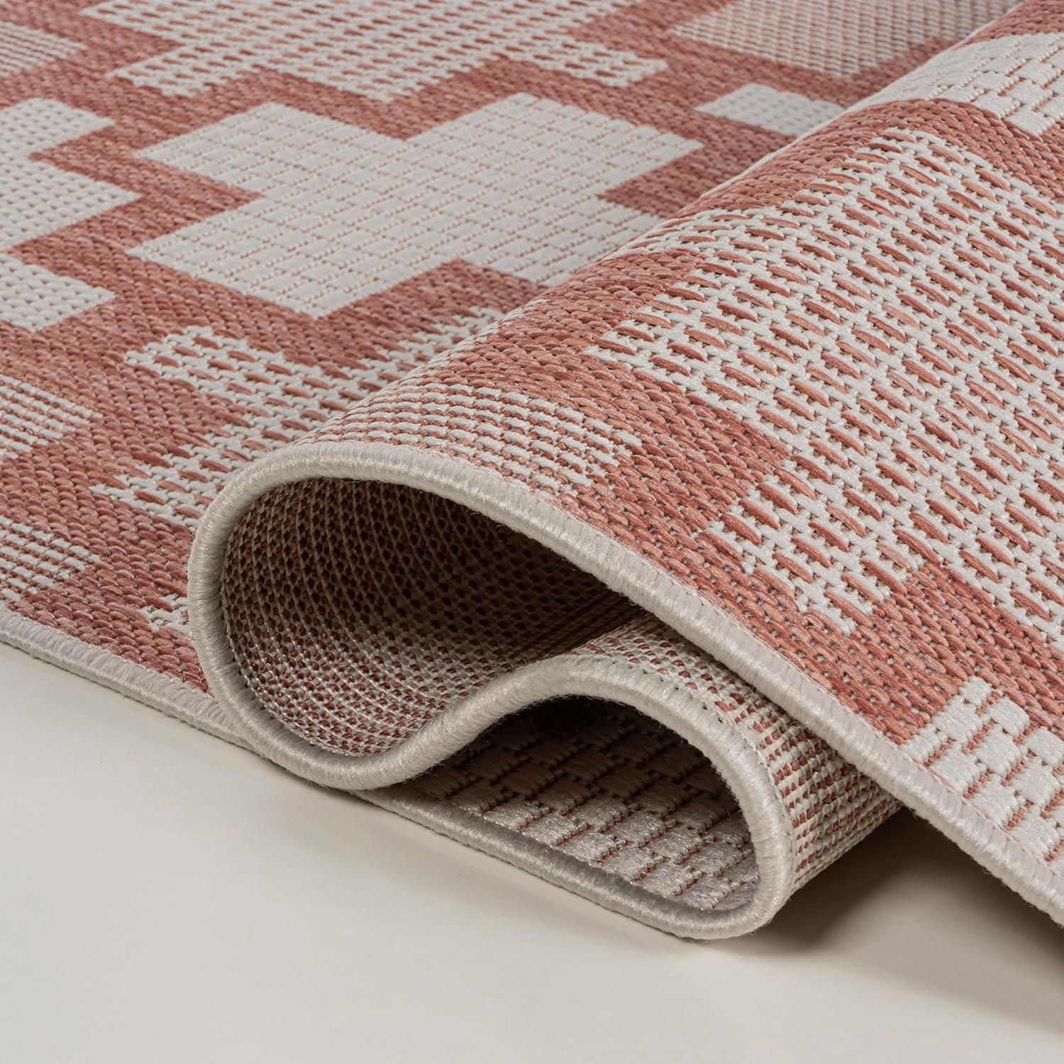 image:imageJONATHAN Y Geometric Tile Pattern Indoor Outdoor Runner Rug 2X8 SalmonCream Cyrus Modern for Backyard Patio Porch EasyCleaning High Traffic PetFriendly NonShedding TSN200A28SalmonCream