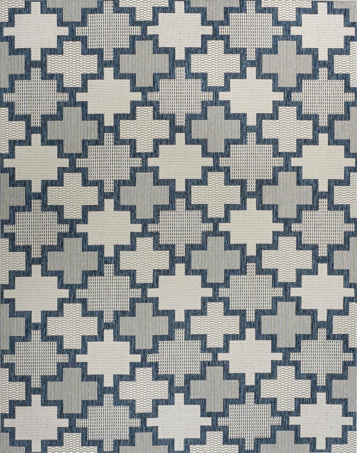 image:imageJONATHAN Y Geometric Tile Pattern Indoor Outdoor Runner Rug 2X8 SalmonCream Cyrus Modern for Backyard Patio Porch EasyCleaning High Traffic PetFriendly NonShedding TSN200A28NavyCream