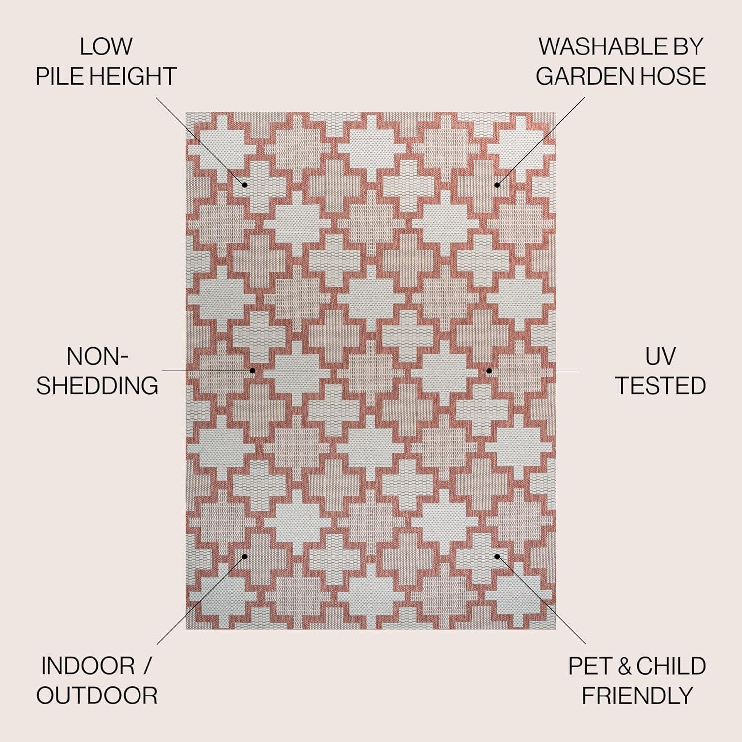 image:imageJONATHAN Y Geometric Tile Pattern Indoor Outdoor Runner Rug 2X8 SalmonCream Cyrus Modern for Backyard Patio Porch EasyCleaning High Traffic PetFriendly NonShedding TSN200A28SalmonCream
