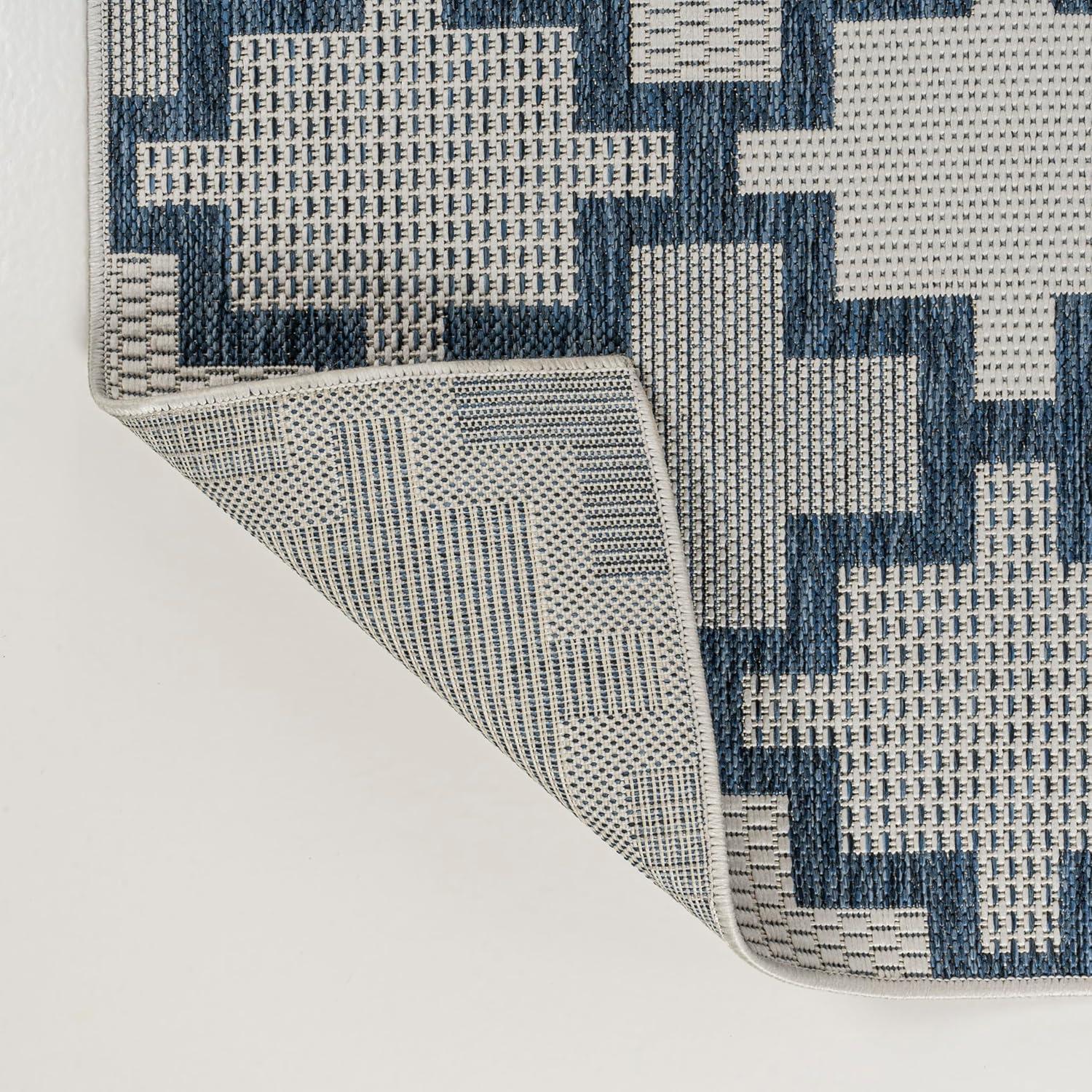 image:imageJONATHAN Y Geometric Tile Pattern Indoor Outdoor Runner Rug 2X8 SalmonCream Cyrus Modern for Backyard Patio Porch EasyCleaning High Traffic PetFriendly NonShedding TSN200A28NavyCream