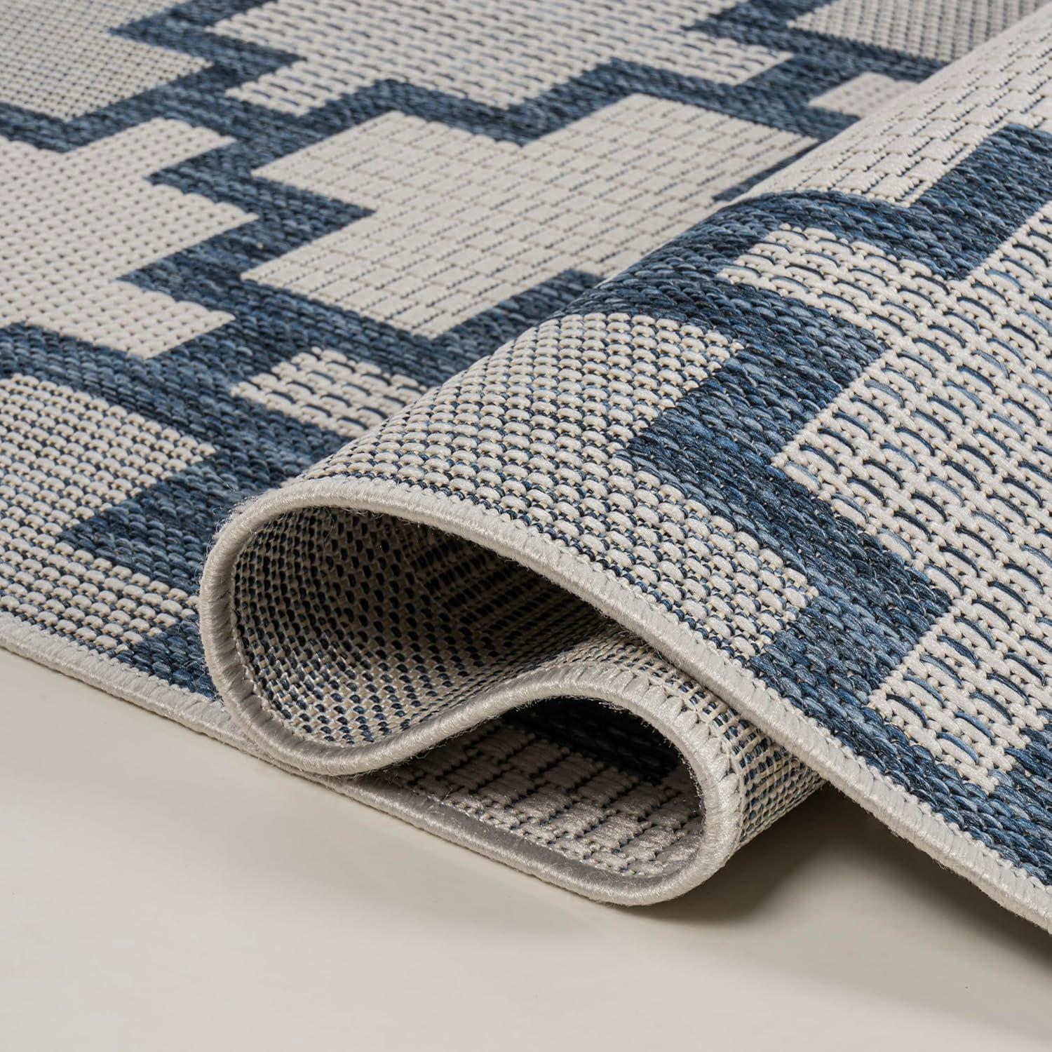 image:imageJONATHAN Y Geometric Tile Pattern Indoor Outdoor Runner Rug 2X8 SalmonCream Cyrus Modern for Backyard Patio Porch EasyCleaning High Traffic PetFriendly NonShedding TSN200A28NavyCream