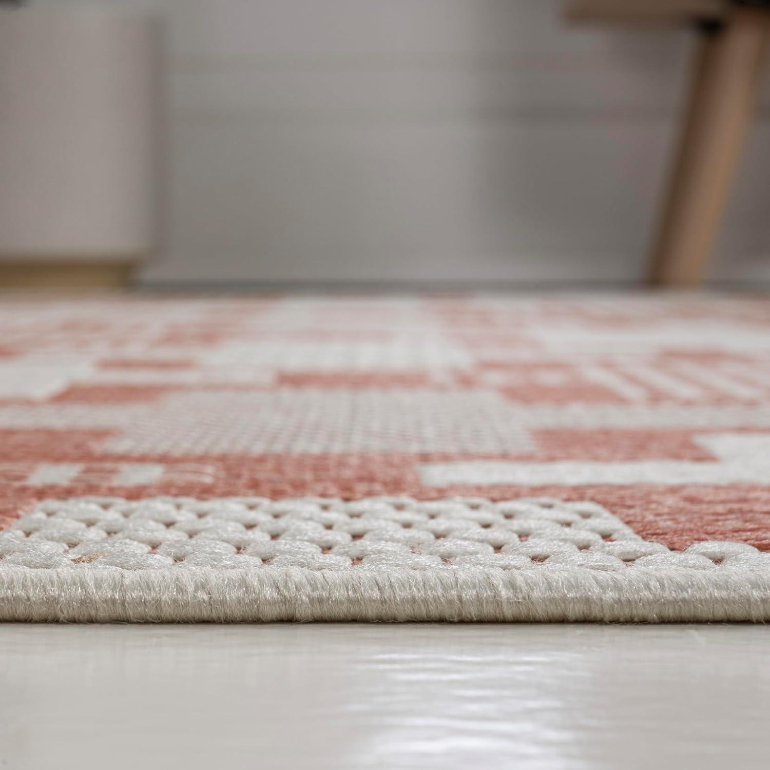 image:imageJONATHAN Y Geometric Tile Pattern Indoor Outdoor Runner Rug 2X8 SalmonCream Cyrus Modern for Backyard Patio Porch EasyCleaning High Traffic PetFriendly NonShedding TSN200A28SalmonCream