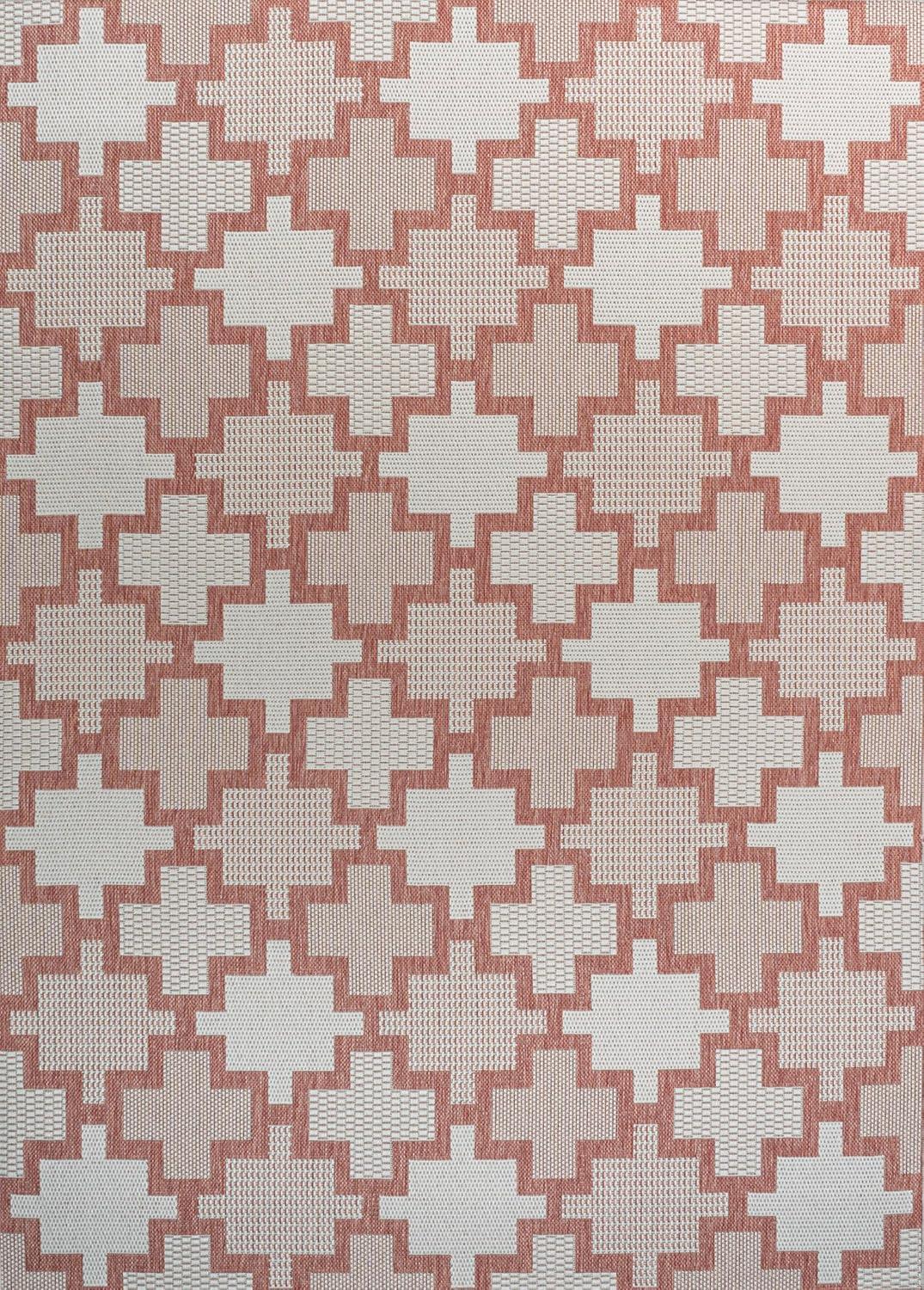 image:imageJONATHAN Y Geometric Tile Pattern Indoor Outdoor Runner Rug 2X8 SalmonCream Cyrus Modern for Backyard Patio Porch EasyCleaning High Traffic PetFriendly NonShedding TSN200A28SalmonCream