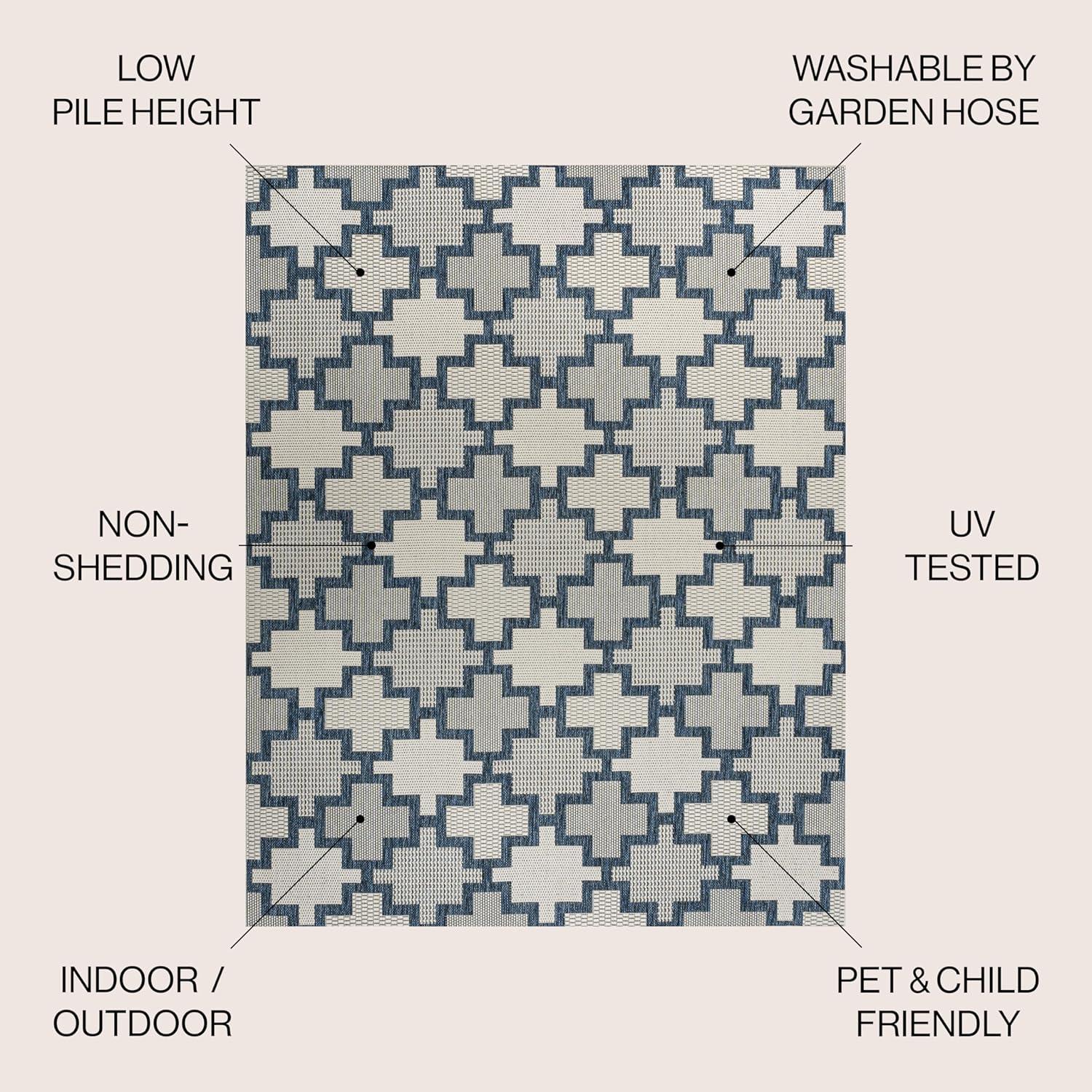 image:imageJONATHAN Y Geometric Tile Pattern Indoor Outdoor Runner Rug 2X8 SalmonCream Cyrus Modern for Backyard Patio Porch EasyCleaning High Traffic PetFriendly NonShedding TSN200A28NavyCream