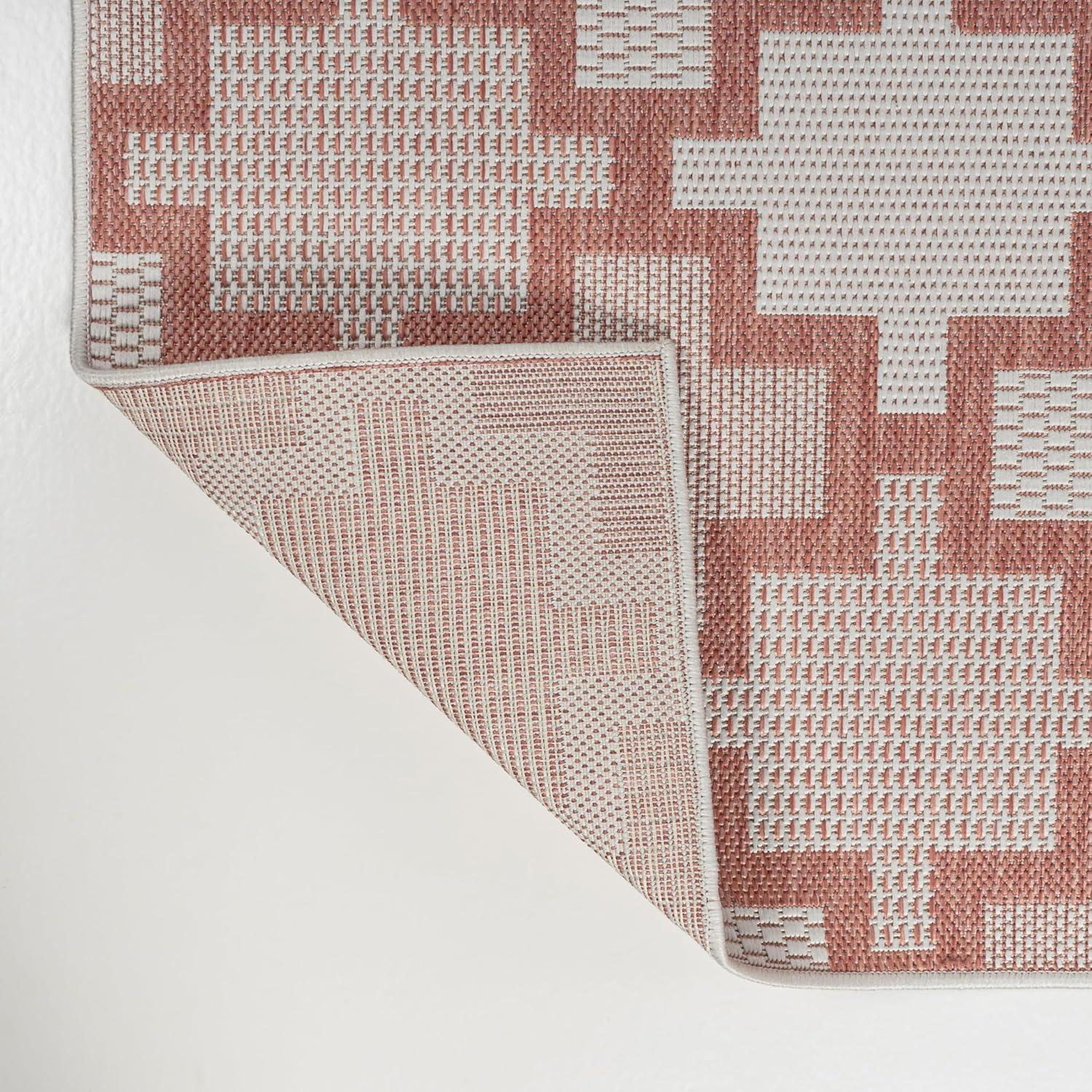 image:imageJONATHAN Y Geometric Tile Pattern Indoor Outdoor Runner Rug 2X8 SalmonCream Cyrus Modern for Backyard Patio Porch EasyCleaning High Traffic PetFriendly NonShedding TSN200A28SalmonCream