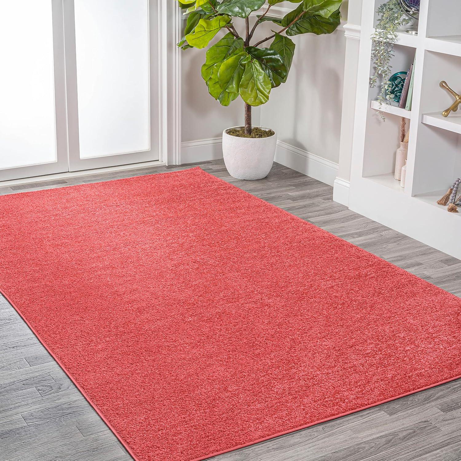 image:imageJONATHAN Y Haze Solid LowPile Red Indoor Area Rug 5x8 CoastalBohemianMinimalistClassic EasyCleaning for Living RoomBedroomKitchenPet FriendlyNonShedding SEU100E5