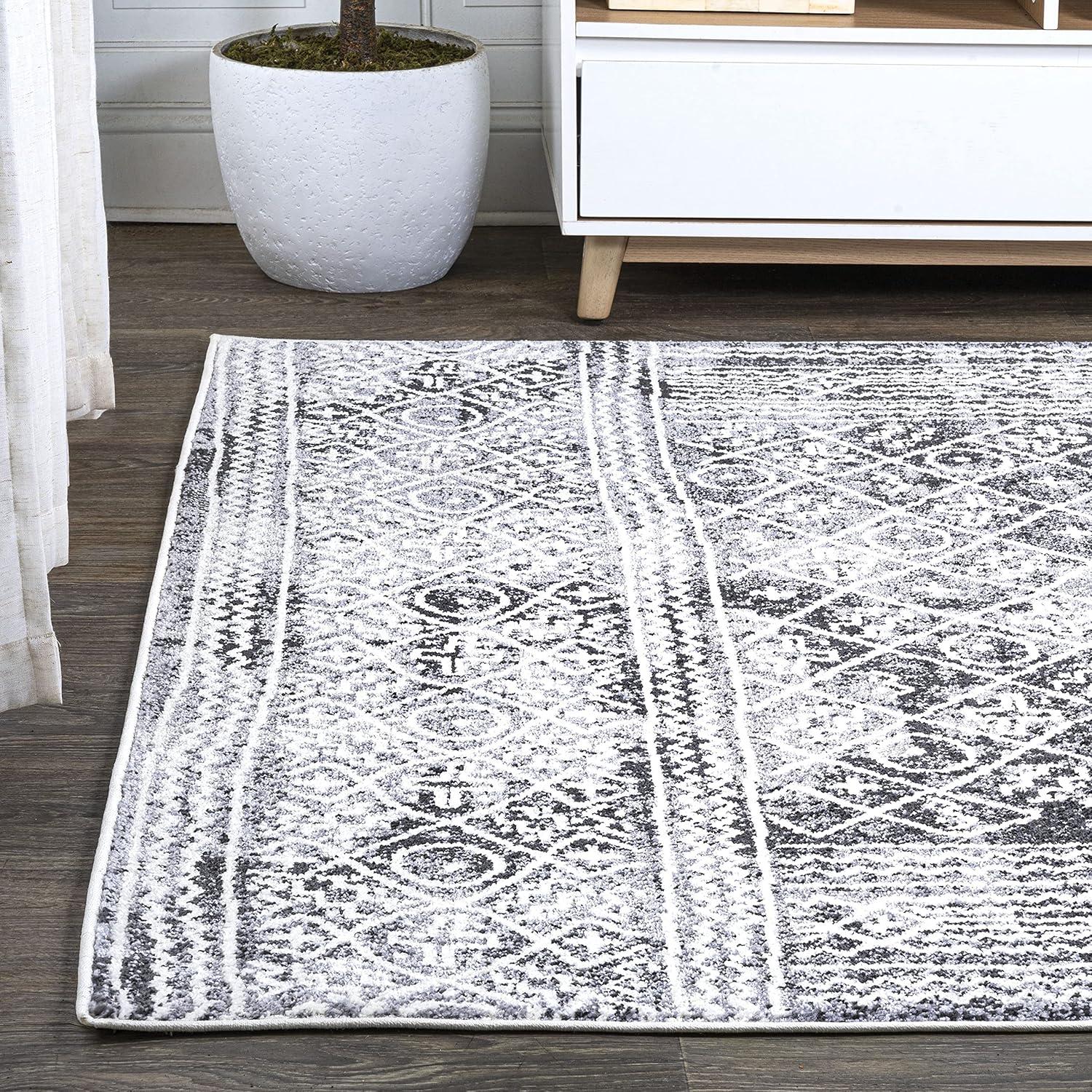 image:imageJONATHAN Y Iften Geometric Distressed IvoryBlack Runner Rug 2x8 Moroccan Bohemian Vintage EasyCleaning for Living Room Bedroom Kitchen Pet Friendly NonShedding MOH505A285 x 8 Rectangular