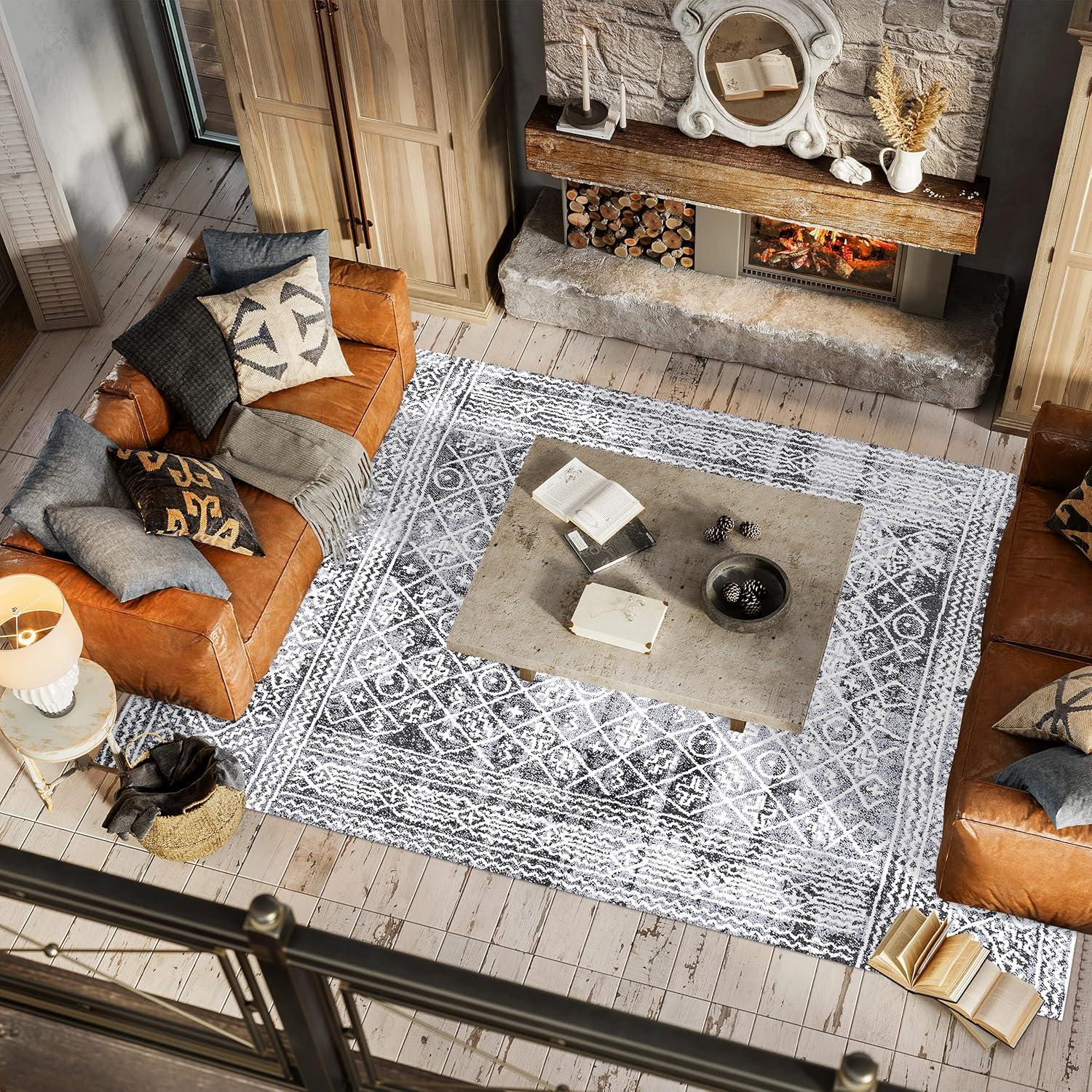 image:imageJONATHAN Y Iften Geometric Distressed IvoryBlack Runner Rug 2x8 Moroccan Bohemian Vintage EasyCleaning for Living Room Bedroom Kitchen Pet Friendly NonShedding MOH505A285 x 8 Rectangular