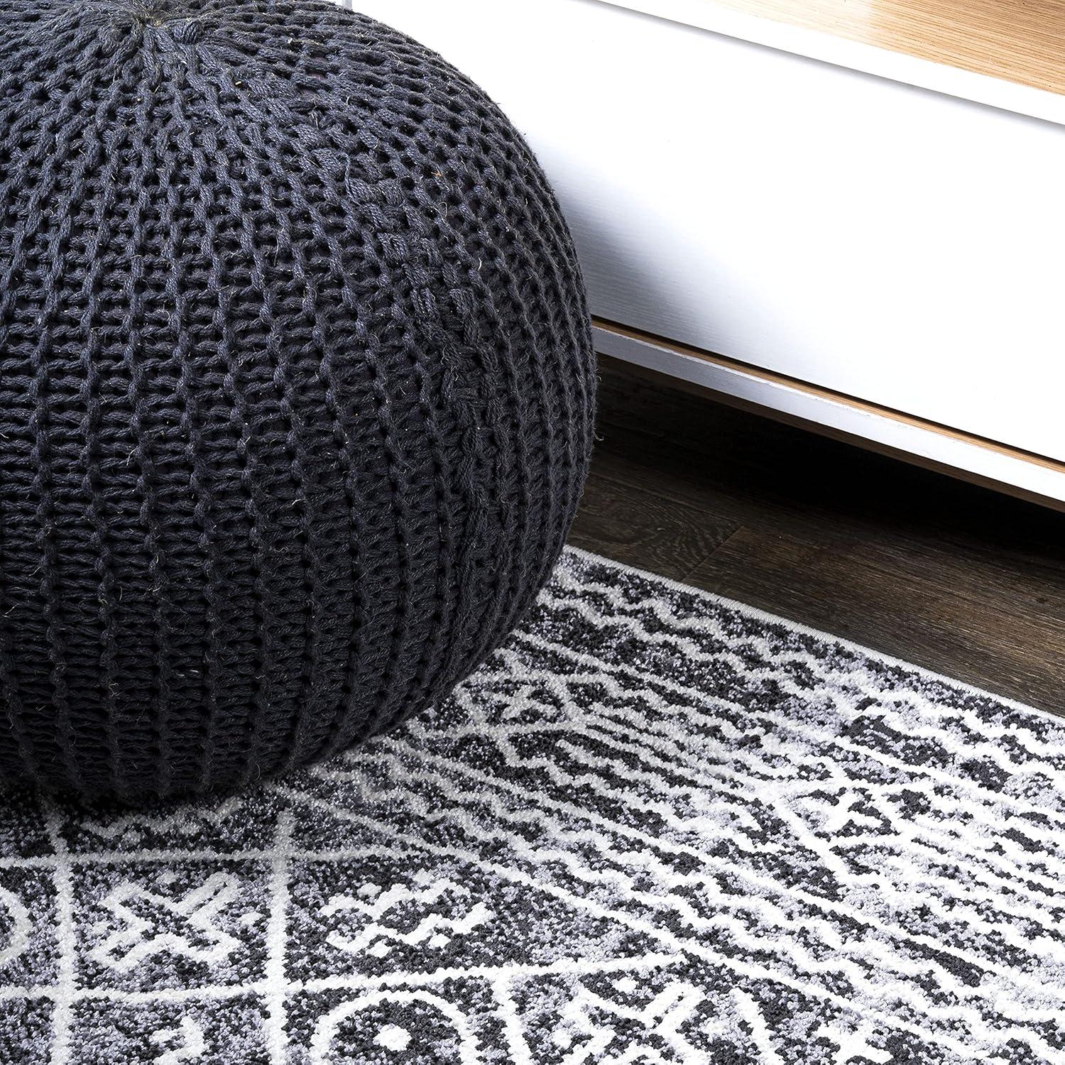 image:imageJONATHAN Y Iften Geometric Distressed IvoryBlack Runner Rug 2x8 Moroccan Bohemian Vintage EasyCleaning for Living Room Bedroom Kitchen Pet Friendly NonShedding MOH505A282 x 10 Runner