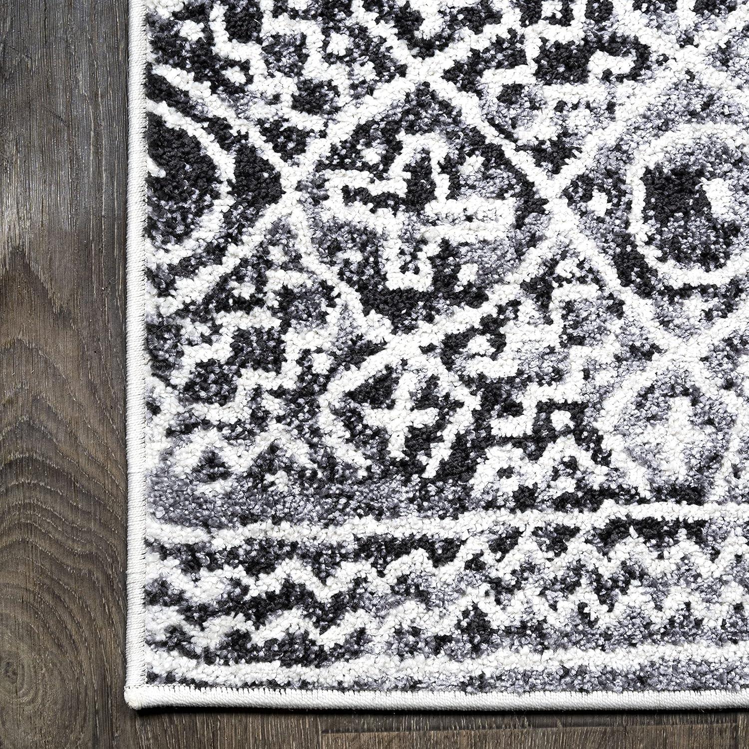 image:imageJONATHAN Y Iften Geometric Distressed IvoryBlack Runner Rug 2x8 Moroccan Bohemian Vintage EasyCleaning for Living Room Bedroom Kitchen Pet Friendly NonShedding MOH505A282 x 10 Runner
