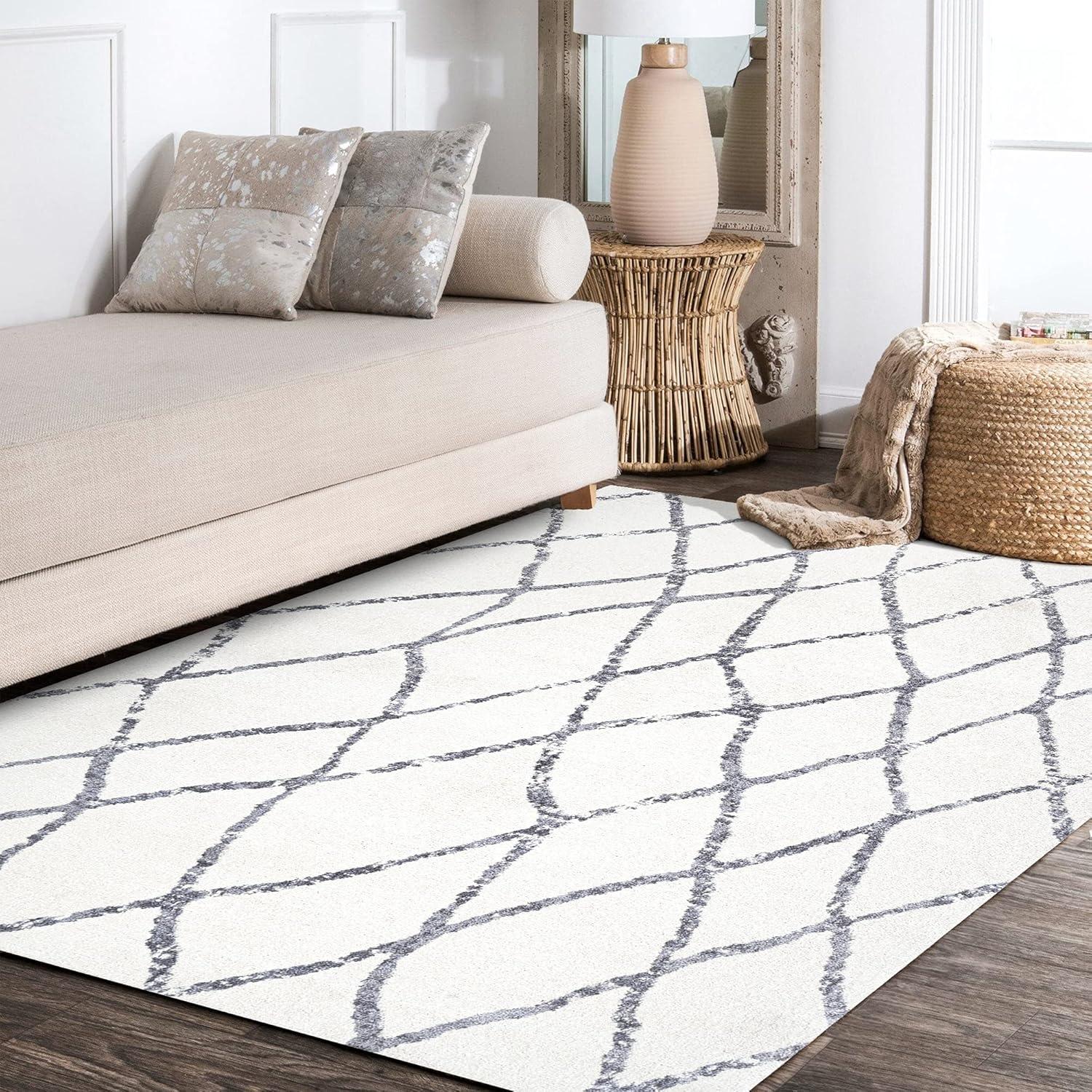 image:imageJONATHAN Y Illi Moroccan Diamond Trellis IvoryGray Runner Rug 2x8 Bohemian Vintage EasyCleaning for Living Room Bedroom Kitchen Pet Friendly NonShedding MOH506A283 x 5 Rectangular