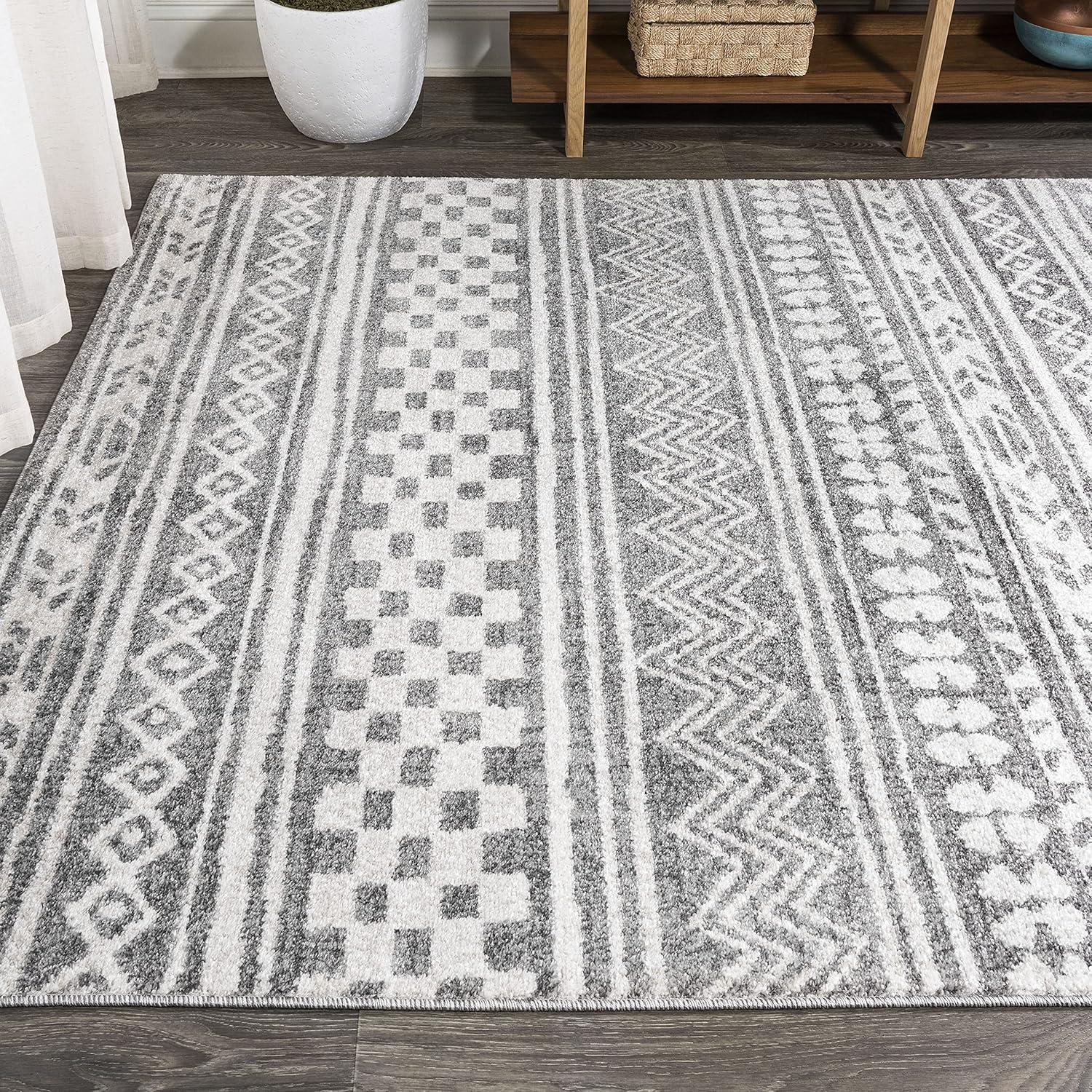 image:imageJONATHAN Y Imlil Tribal Stripe Light GrayCream Runner Rug 2x8 Geometric Bohemian Casual EasyCleaning for Living Room Bedroom Kitchen Pet Friendly NonShedding MOH303A284 x 6 Rectangular