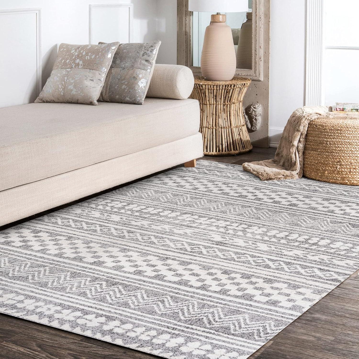 image:imageJONATHAN Y Imlil Tribal Stripe Light GrayCream Runner Rug 2x8 Geometric Bohemian Casual EasyCleaning for Living Room Bedroom Kitchen Pet Friendly NonShedding MOH303A283 x 49 Rectangular