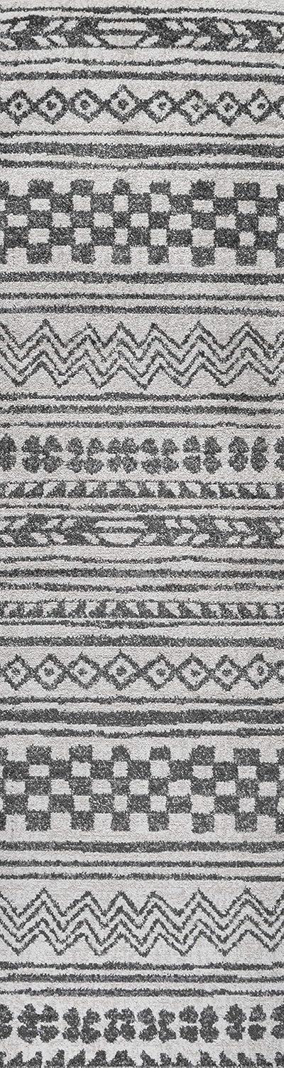 image:imageJONATHAN Y Imlil Tribal Stripe Light GrayCream Runner Rug 2x8 Geometric Bohemian Casual EasyCleaning for Living Room Bedroom Kitchen Pet Friendly NonShedding MOH303A2822 x 8 Runner