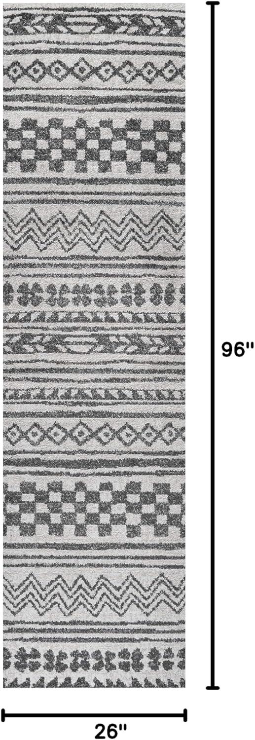 image:imageJONATHAN Y Imlil Tribal Stripe Light GrayCream Runner Rug 2x8 Geometric Bohemian Casual EasyCleaning for Living Room Bedroom Kitchen Pet Friendly NonShedding MOH303A2822 x 8 Runner