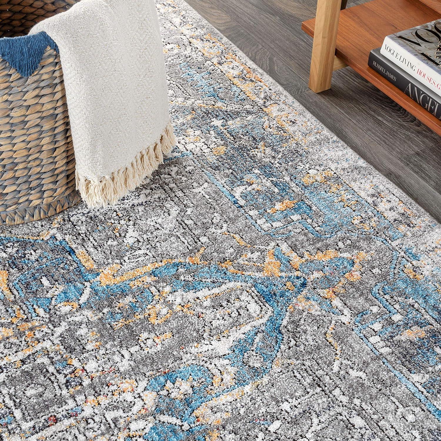 image:imageJONATHAN Y Izmir Medallion GrayMustardTurquoise Indoor Area Rug 3x5 Vintage Glam EasyCleaning for Living Room Bedroom Kitchen Pet Friendly NonShedding RES101A34 x 6 Rectangular