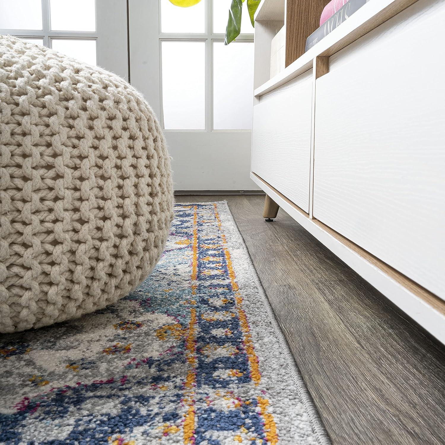 image:imageJONATHAN Y Kirman Bohemian Medallion Light GrayBlueOrange Indoor Area Rug 3x5 Bohemian Vintage EasyCleaning for Living Room Bedroom Kitchen Pet Friendly NonShedding MDP214A33 x 5 Rectangular