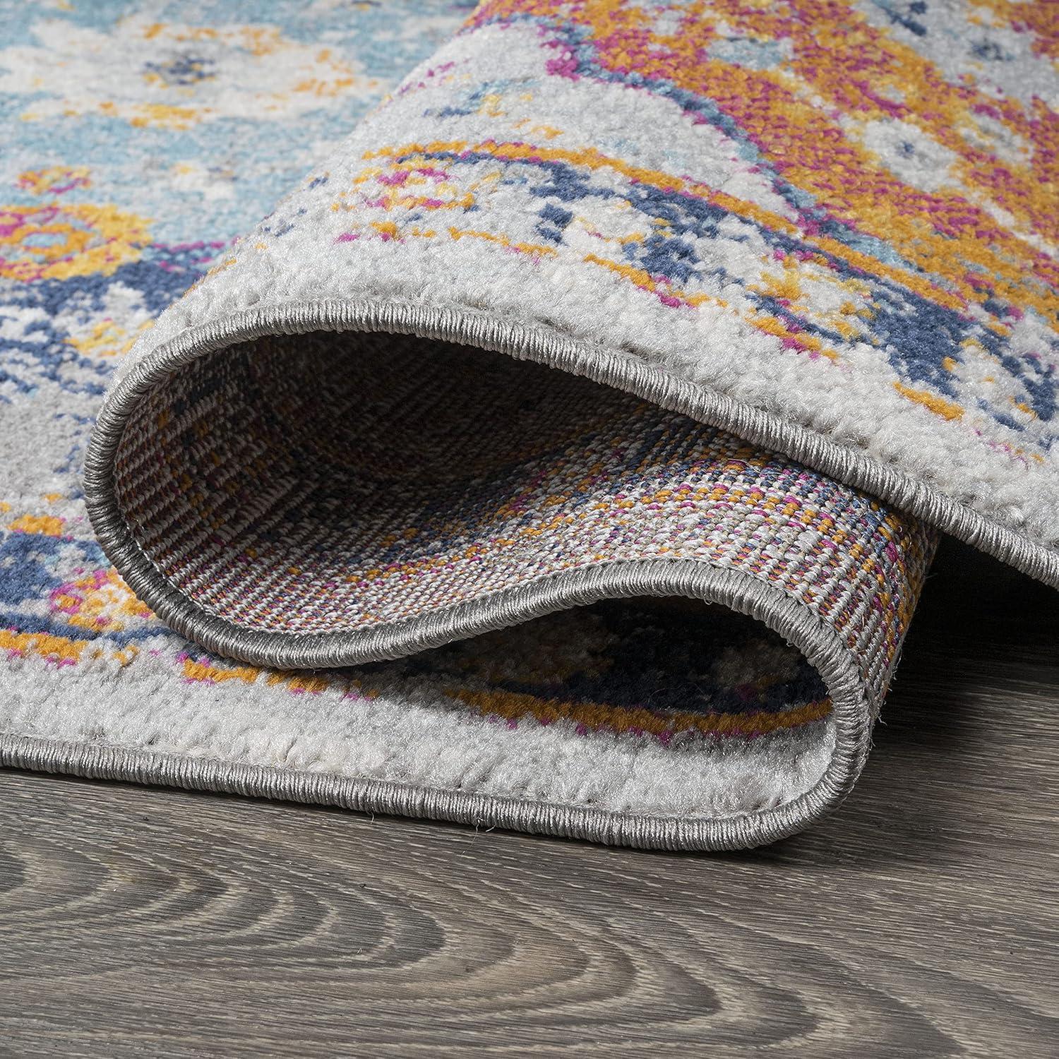 image:imageJONATHAN Y Kirman Bohemian Medallion Light GrayBlueOrange Indoor Area Rug 3x5 Bohemian Vintage EasyCleaning for Living Room Bedroom Kitchen Pet Friendly NonShedding MDP214A33 x 5 Rectangular
