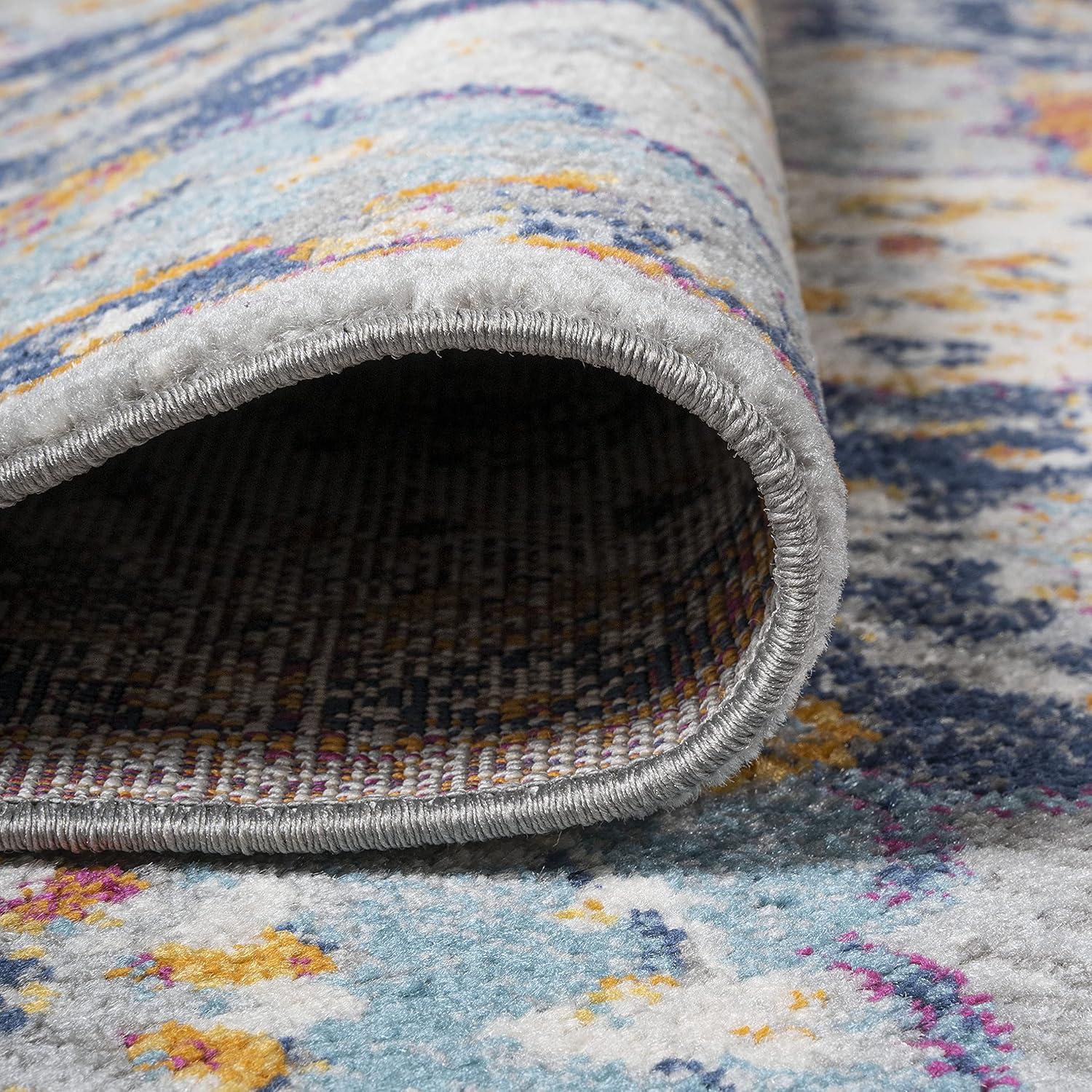 image:imageJONATHAN Y Kirman Bohemian Medallion Light GrayBlueOrange Indoor Area Rug 3x5 Bohemian Vintage EasyCleaning for Living Room Bedroom Kitchen Pet Friendly NonShedding MDP214A33 x 5 Rectangular