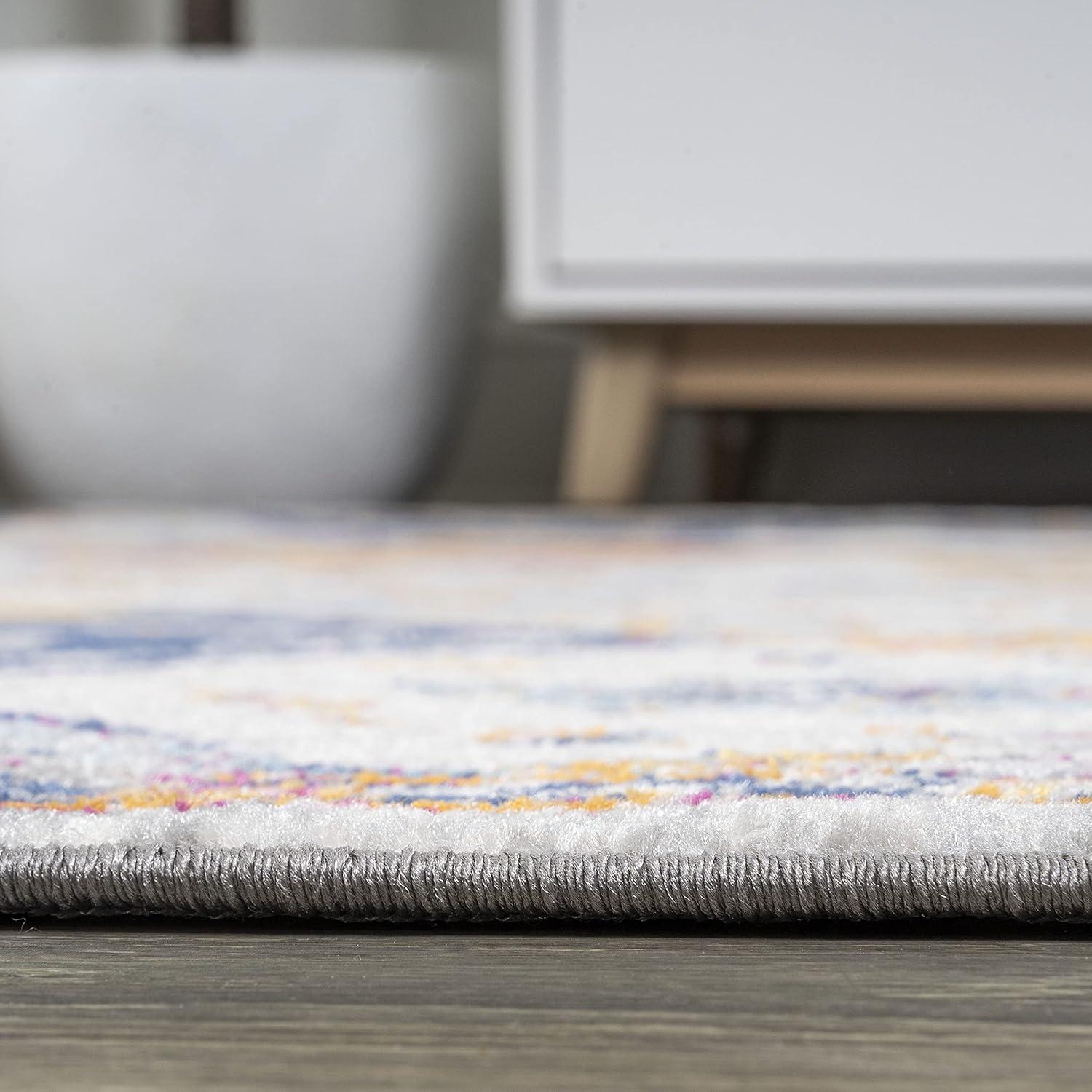 image:imageJONATHAN Y Kirman Bohemian Medallion Light GrayBlueOrange Indoor Area Rug 3x5 Bohemian Vintage EasyCleaning for Living Room Bedroom Kitchen Pet Friendly NonShedding MDP214A33 x 5 Rectangular