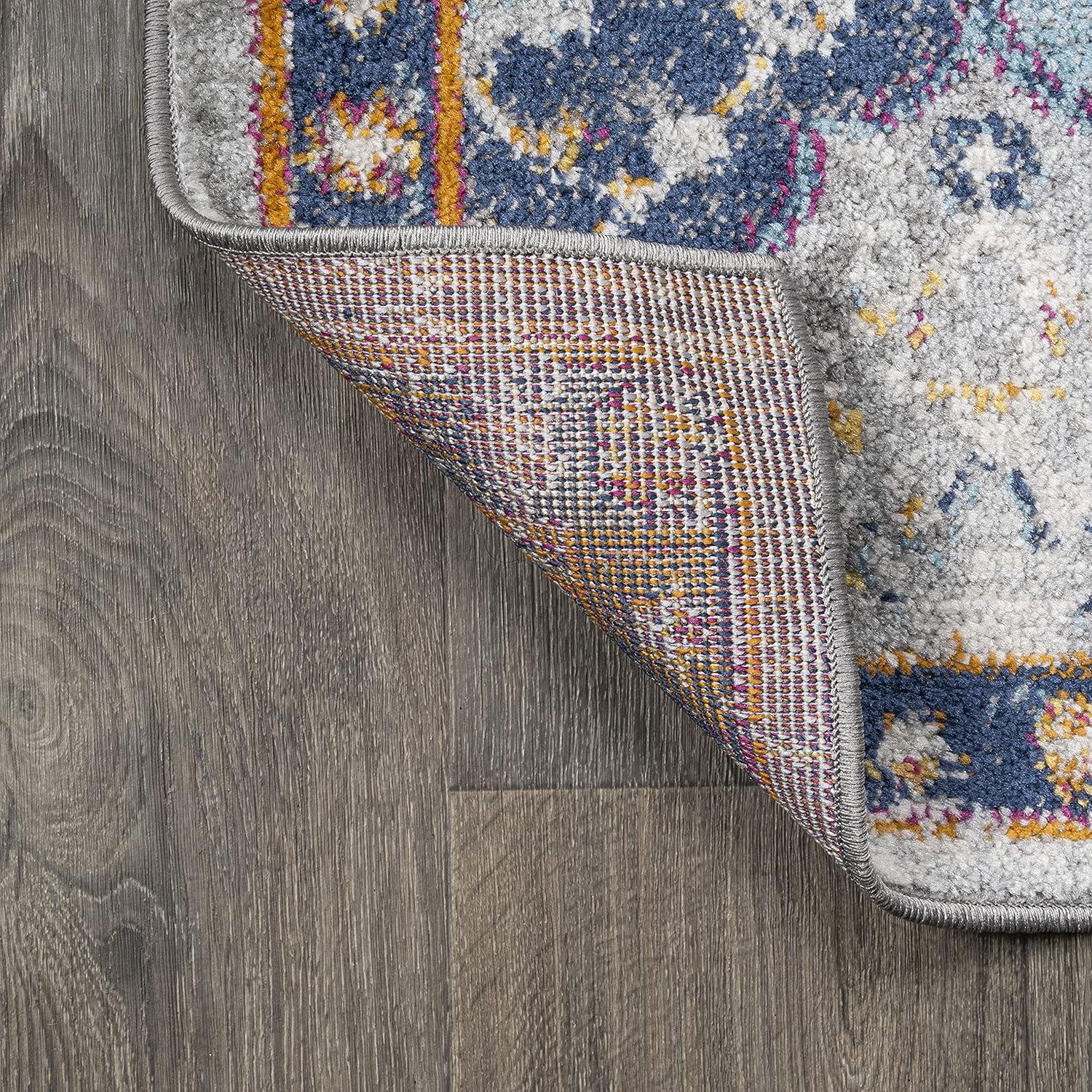 image:imageJONATHAN Y Kirman Bohemian Medallion Light GrayBlueOrange Indoor Area Rug 3x5 Bohemian Vintage EasyCleaning for Living Room Bedroom Kitchen Pet Friendly NonShedding MDP214A33 x 5 Rectangular