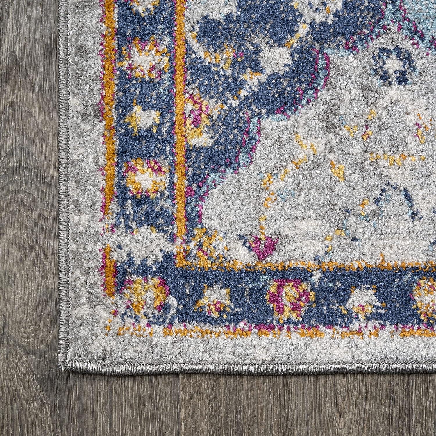 image:imageJONATHAN Y Kirman Bohemian Medallion Light GrayBlueOrange Indoor Area Rug 3x5 Bohemian Vintage EasyCleaning for Living Room Bedroom Kitchen Pet Friendly NonShedding MDP214A33 x 5 Rectangular