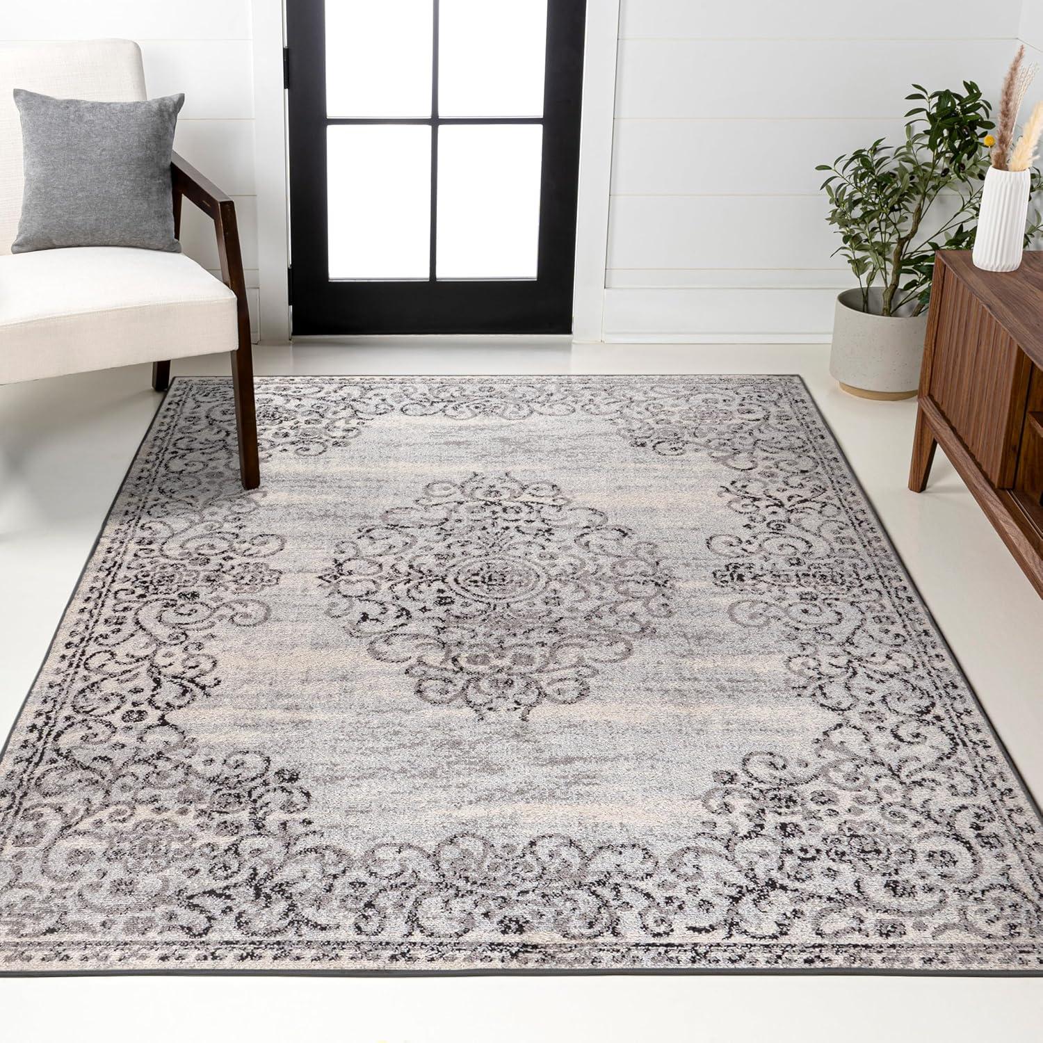 image:imageJONATHAN Y Minori Filigree Medallion Dark GrayCream Indoor Area Rug 3x5 Vintage Bohemian EasyCleaning for Living Room Bedroom Kitchen Pet Friendly NonShedding MDP206A3Dark GrayCream