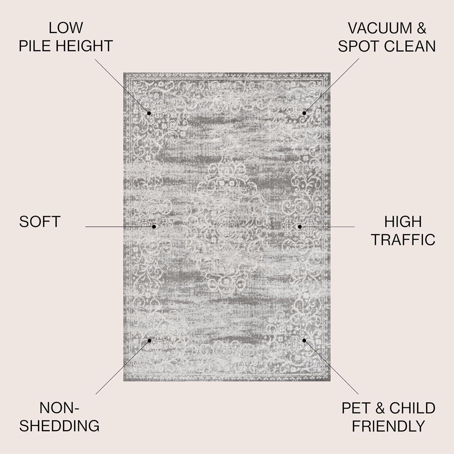 image:imageJONATHAN Y Minori Filigree Medallion Dark GrayCream Indoor Area Rug 3x5 Vintage Bohemian EasyCleaning for Living Room Bedroom Kitchen Pet Friendly NonShedding MDP206A3Light GrayCream