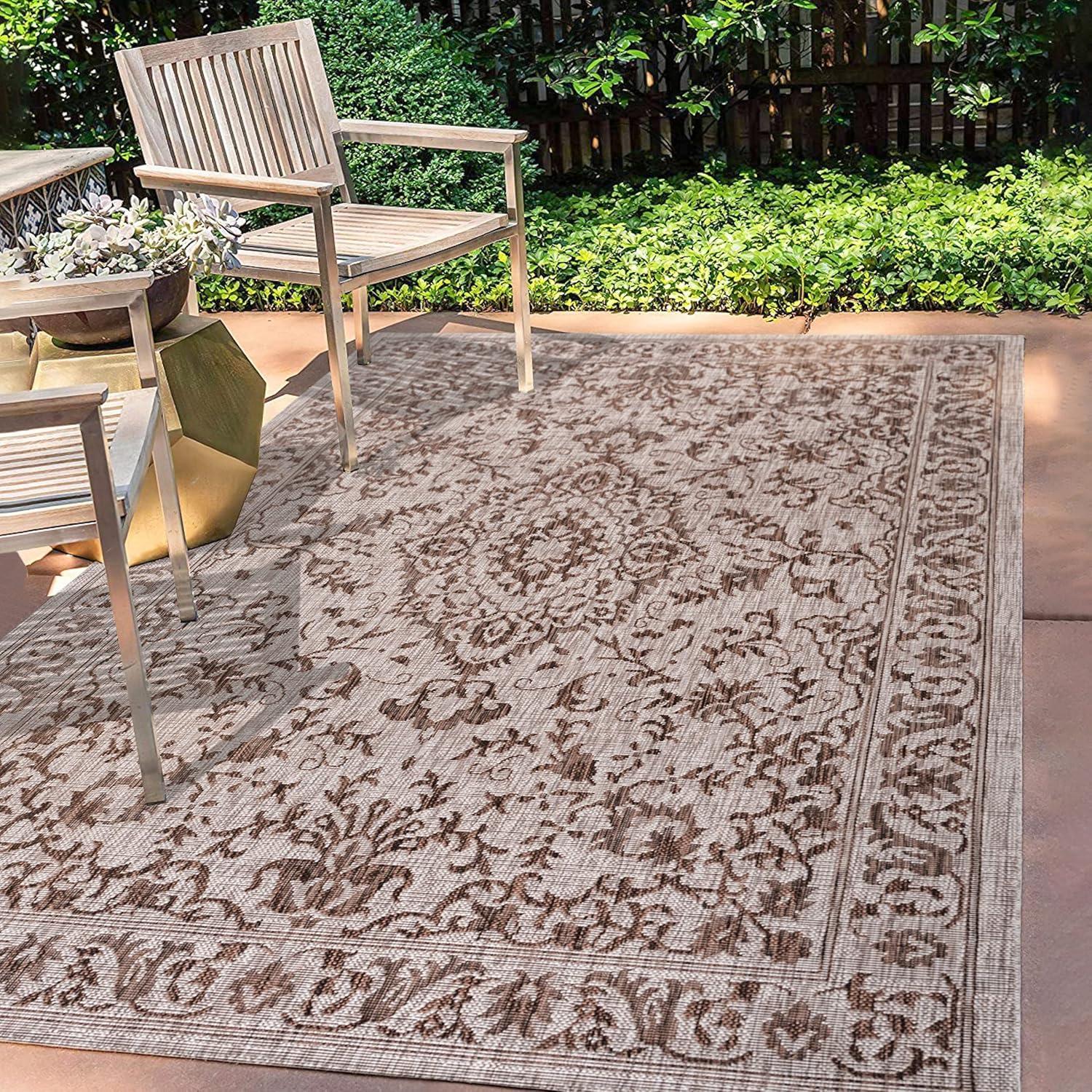 image:imageJONATHAN Y Ornate Medallion Indoor Outdoor Area Rug 3X5 BrownBeige Jerash for Backyard Patio Porch EasyCleaning High Traffic PetFriendly NonShedding SMB115A33 x 5 Rectangular