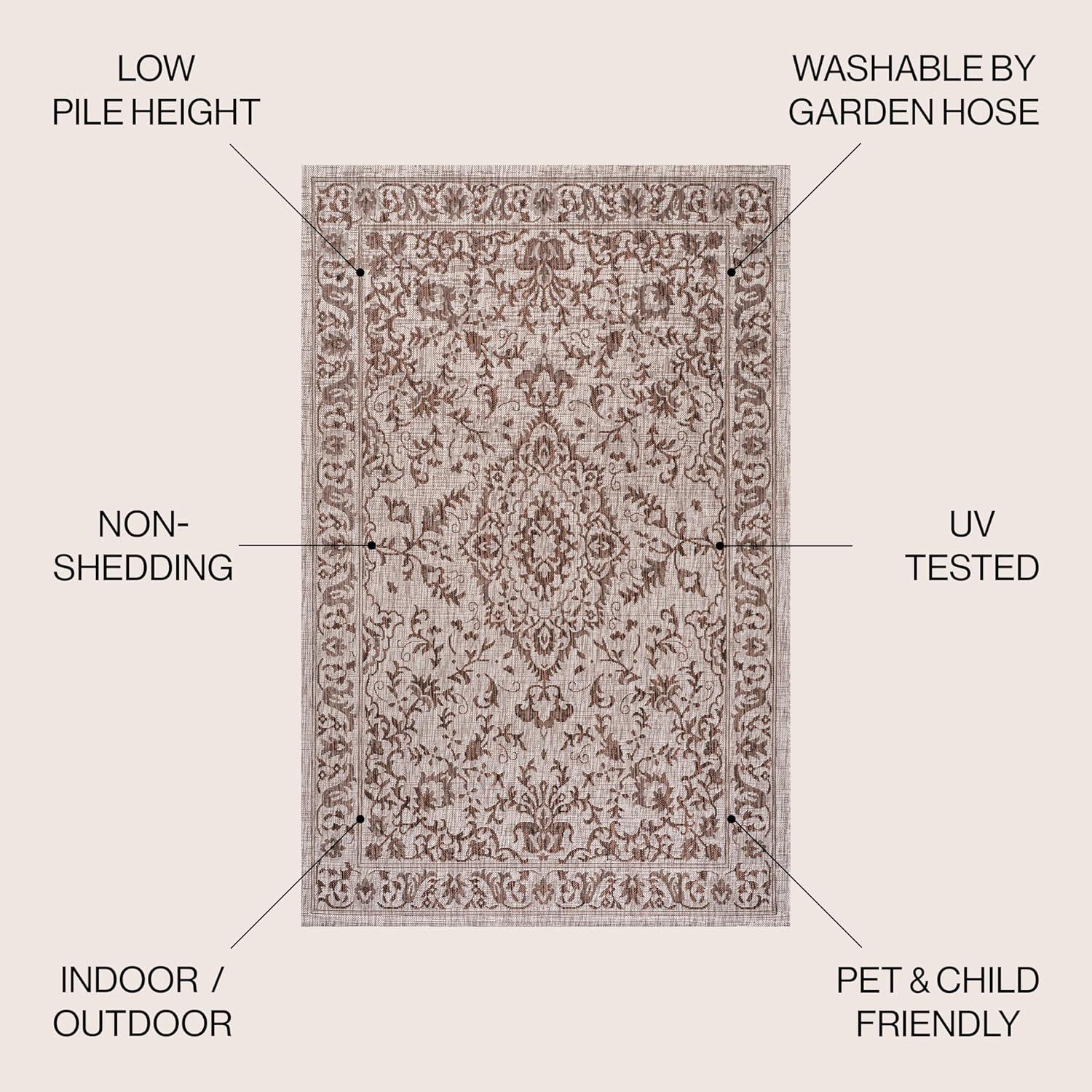 image:imageJONATHAN Y Ornate Medallion Indoor Outdoor Area Rug 3X5 BrownBeige Jerash for Backyard Patio Porch EasyCleaning High Traffic PetFriendly NonShedding SMB115A33 x 5 Rectangular