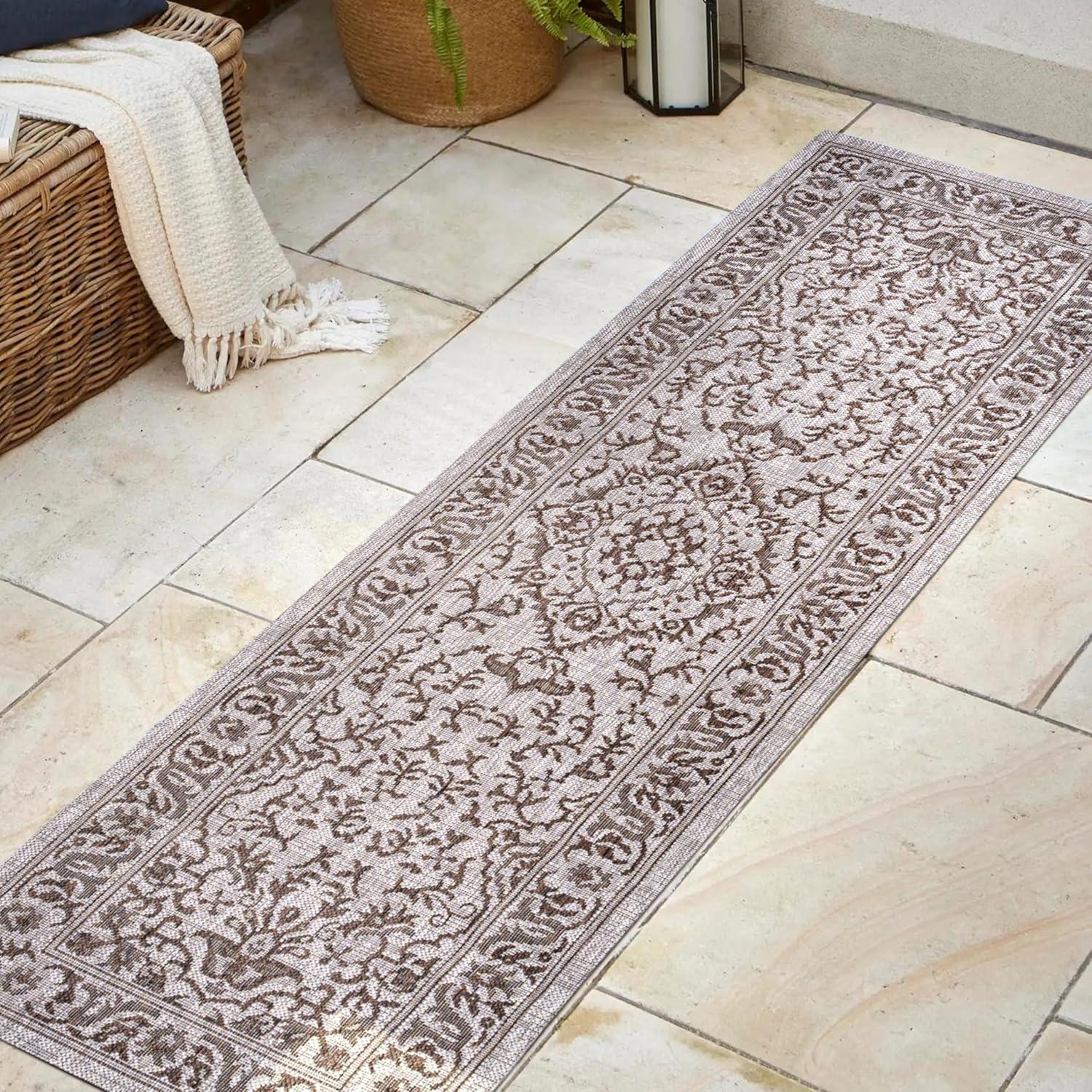 image:imageJONATHAN Y Ornate Medallion Indoor Outdoor Area Rug 3X5 BrownBeige Jerash for Backyard Patio Porch EasyCleaning High Traffic PetFriendly NonShedding SMB115A322 x 8 Runner
