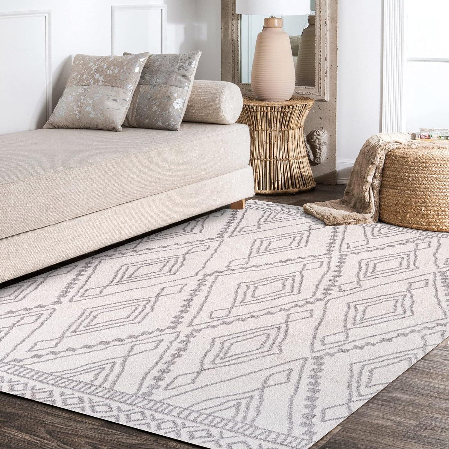 image:imageJONATHAN Y Rih Moroccan Style Diamond IvoryGray Indoor Area Rug 8x10 Bohemian Casual EasyCleaning for Living Room Bedroom Kitchen Pet Friendly NonShedding MOH306A8IvoryGray