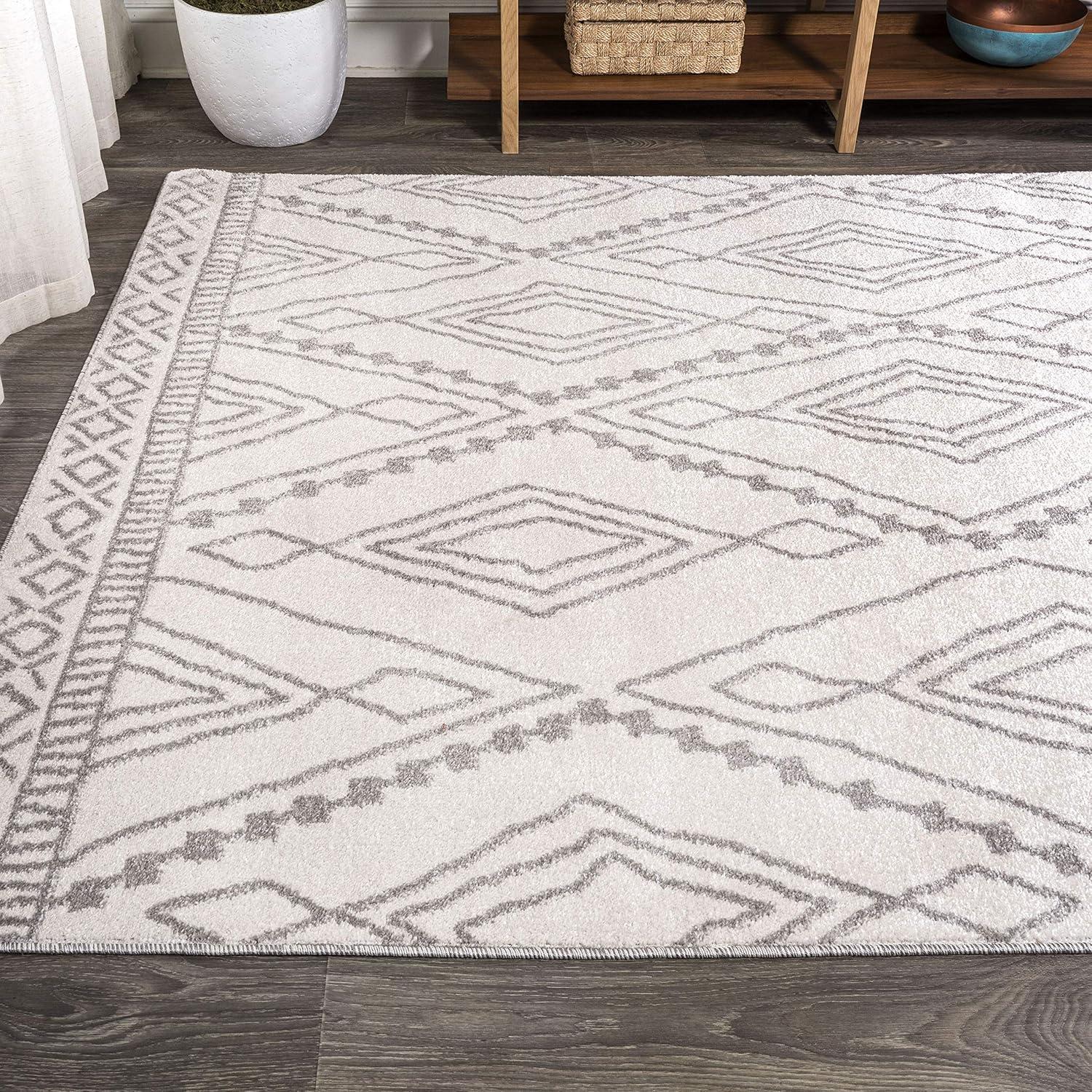 image:imageJONATHAN Y Rih Moroccan Style Diamond IvoryGray Indoor Area Rug 8x10 Bohemian Casual EasyCleaning for Living Room Bedroom Kitchen Pet Friendly NonShedding MOH306A8IvoryGray