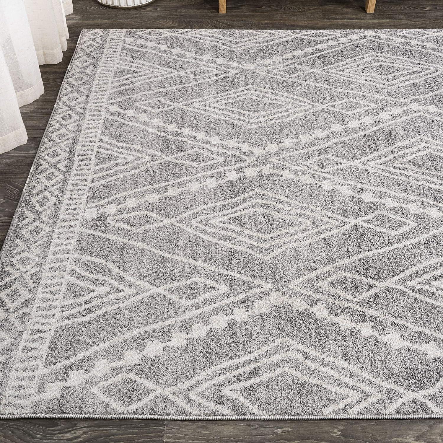 image:imageJONATHAN Y Rih Moroccan Style Diamond IvoryGray Indoor Area Rug 8x10 Bohemian Casual EasyCleaning for Living Room Bedroom Kitchen Pet Friendly NonShedding MOH306A8GrayIvory