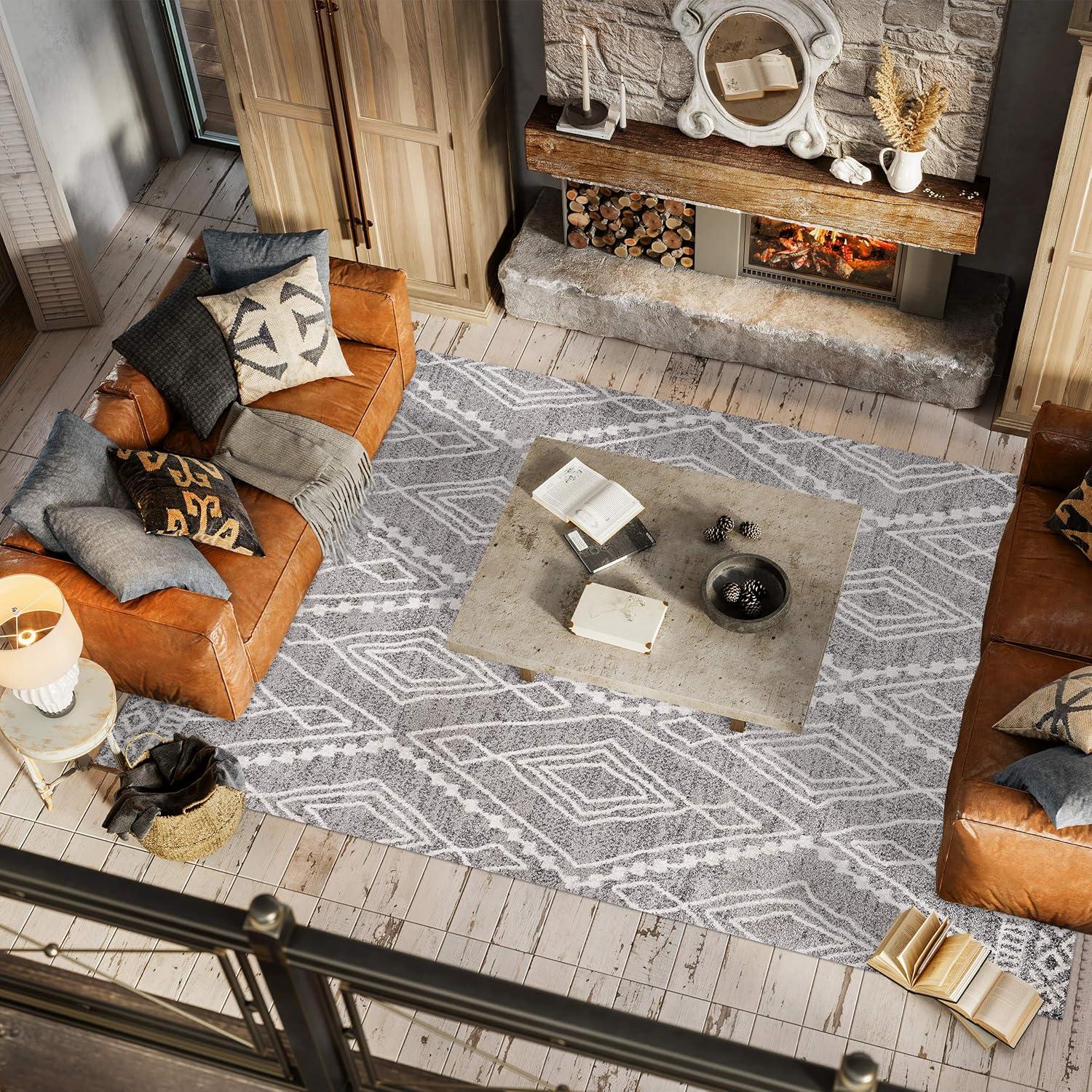 image:imageJONATHAN Y Rih Moroccan Style Diamond IvoryGray Indoor Area Rug 8x10 Bohemian Casual EasyCleaning for Living Room Bedroom Kitchen Pet Friendly NonShedding MOH306A8GrayIvory