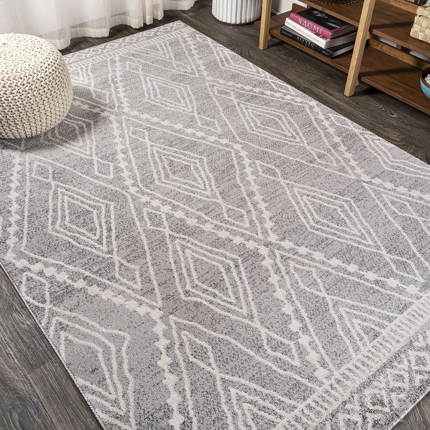 image:imageJONATHAN Y Rih Moroccan Style Diamond IvoryGray Indoor Area Rug 8x10 Bohemian Casual EasyCleaning for Living Room Bedroom Kitchen Pet Friendly NonShedding MOH306A8GrayIvory