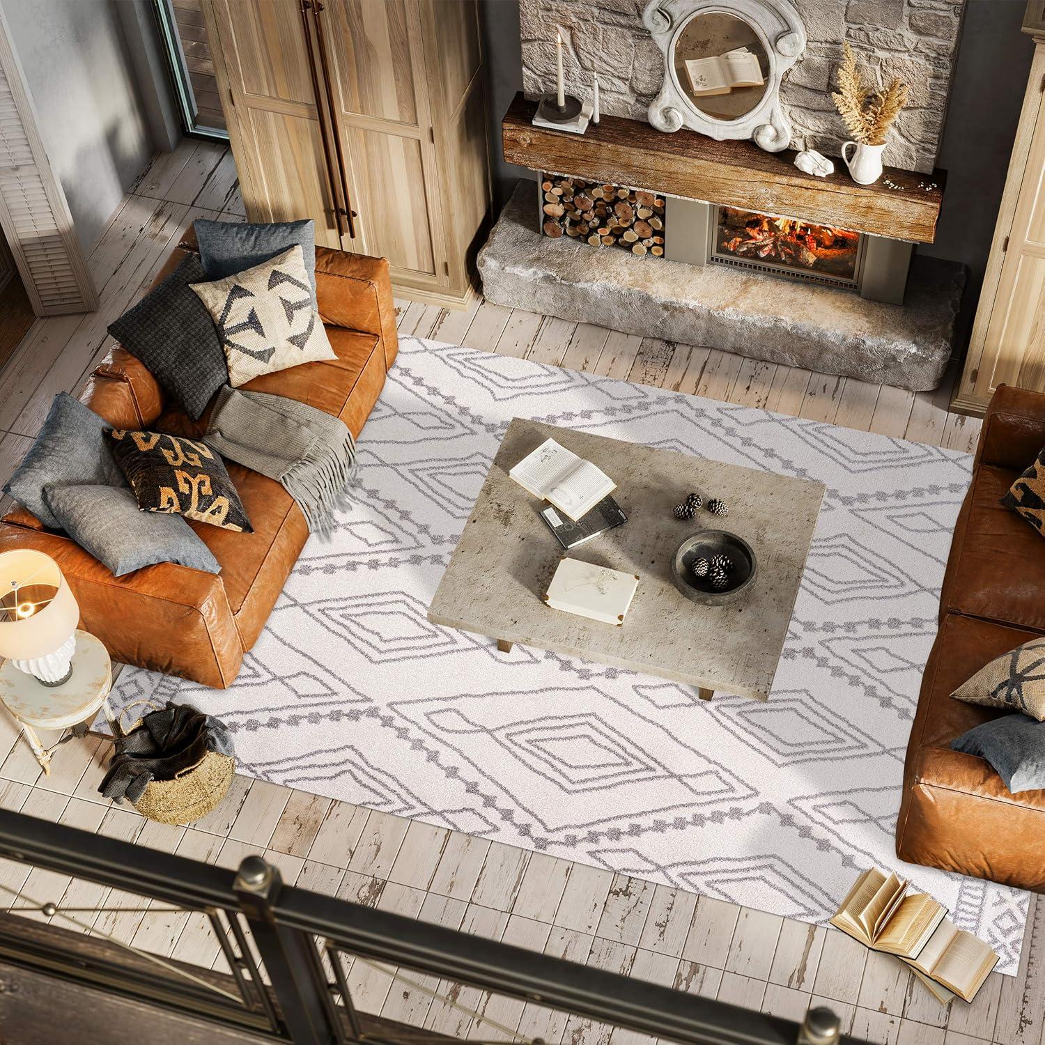 image:imageJONATHAN Y Rih Moroccan Style Diamond IvoryGray Indoor Area Rug 8x10 Bohemian Casual EasyCleaning for Living Room Bedroom Kitchen Pet Friendly NonShedding MOH306A8IvoryGray