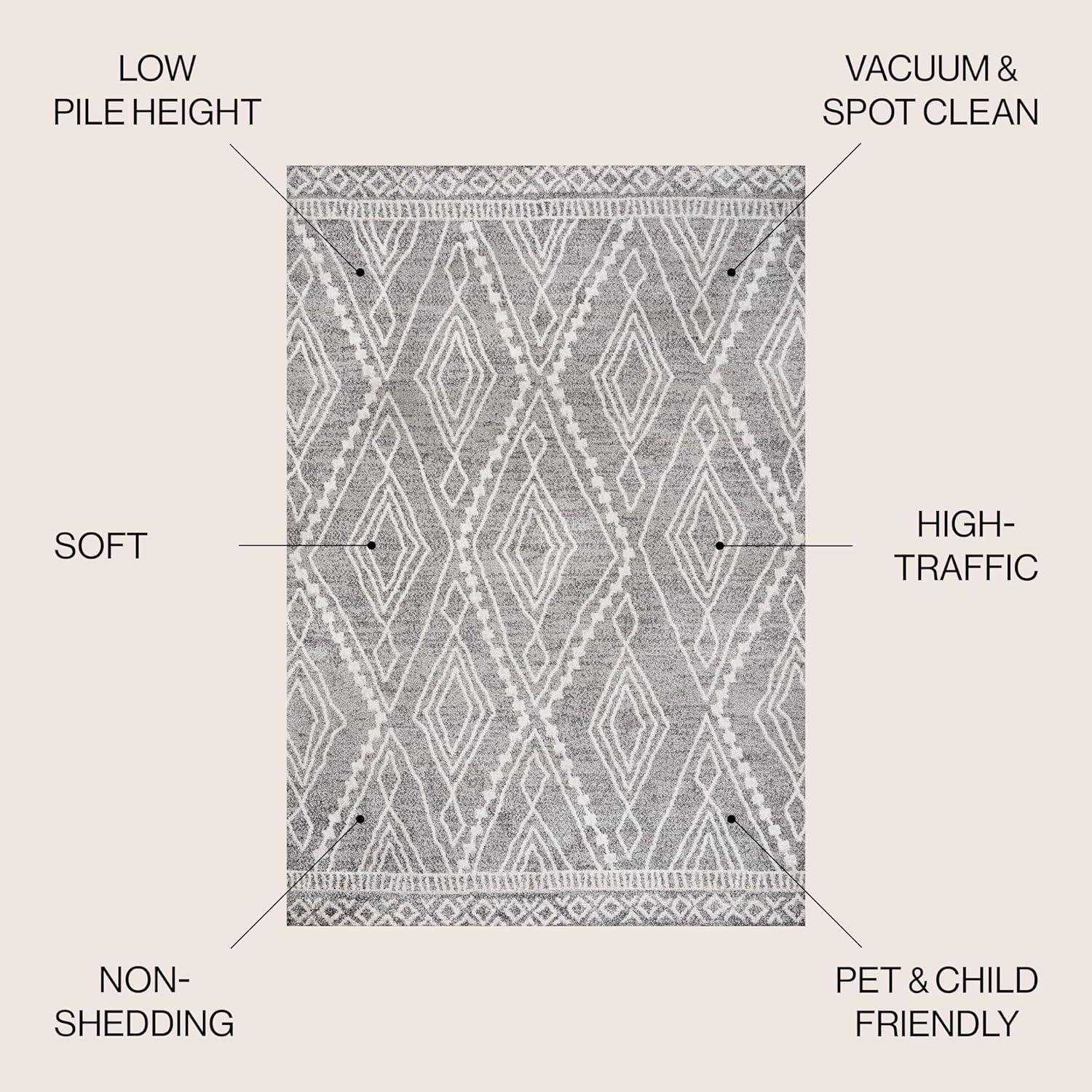 image:imageJONATHAN Y Rih Moroccan Style Diamond IvoryGray Indoor Area Rug 8x10 Bohemian Casual EasyCleaning for Living Room Bedroom Kitchen Pet Friendly NonShedding MOH306A8GrayIvory