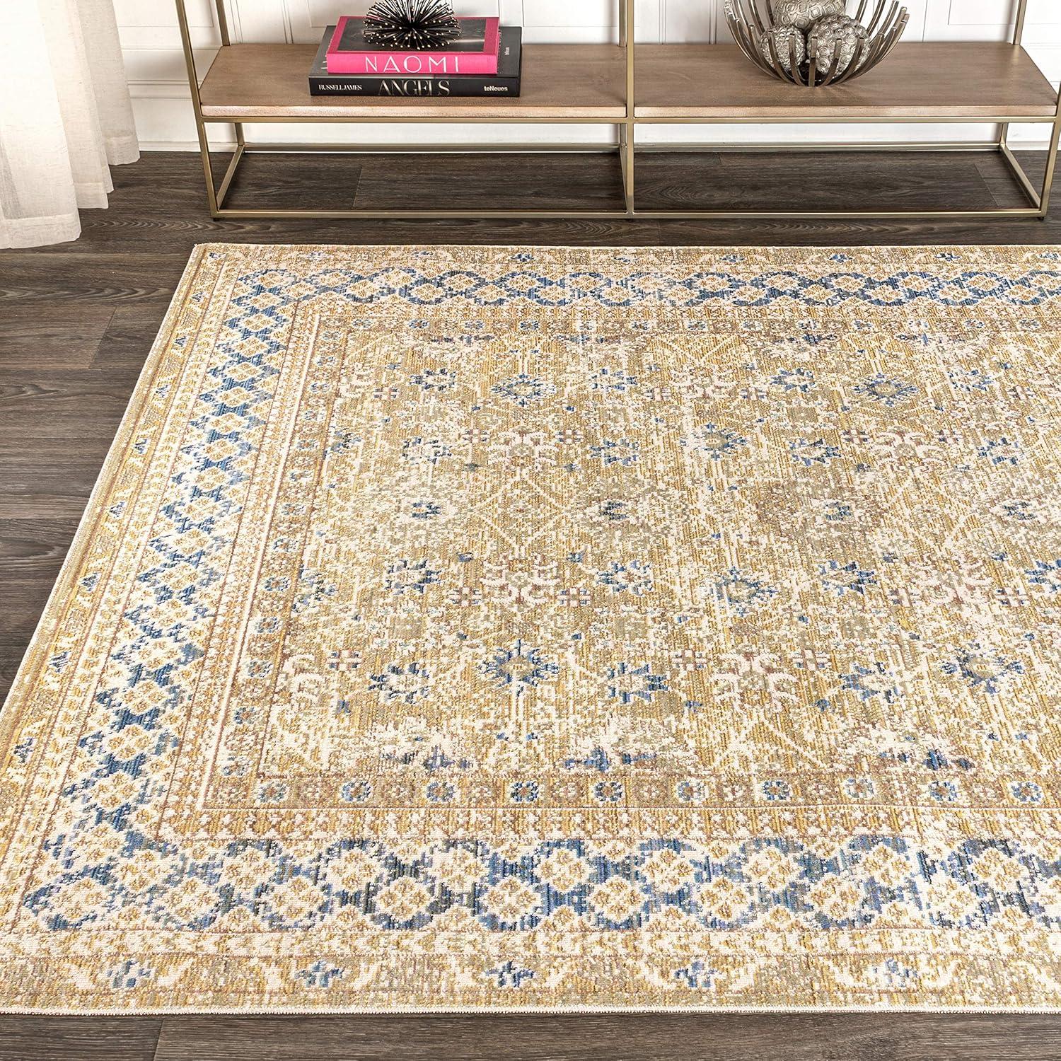 image:imageJONATHAN Y Stirling Argyle Light BlueIvory Indoor Area Rug 3x5 English Country Traditional EasyCleaning for Living Room Bedroom Kitchen Pet Friendly NonShedding SBC301C3Blue gold