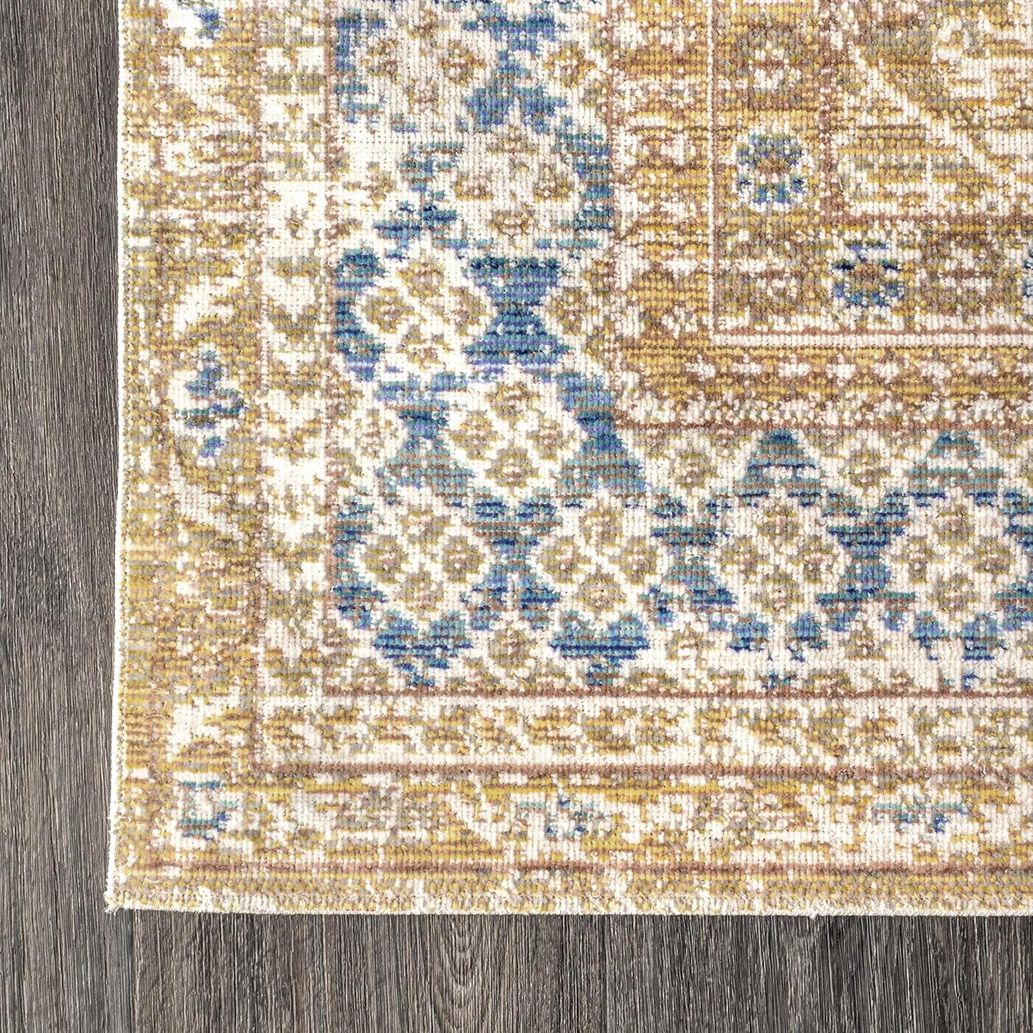 image:imageJONATHAN Y Stirling Argyle Light BlueIvory Indoor Area Rug 3x5 English Country Traditional EasyCleaning for Living Room Bedroom Kitchen Pet Friendly NonShedding SBC301C3Blue gold