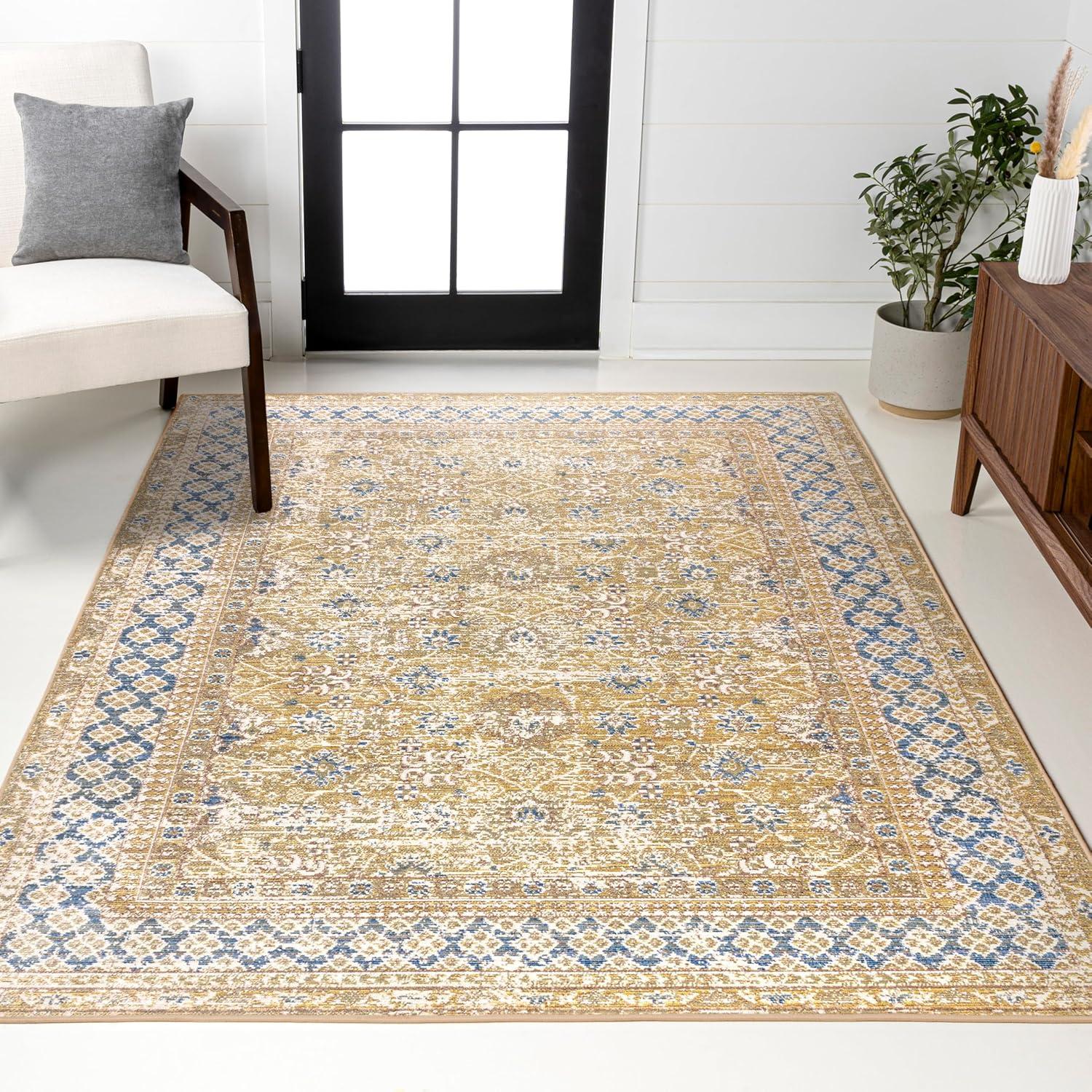 image:imageJONATHAN Y Stirling Argyle Light BlueIvory Indoor Area Rug 3x5 English Country Traditional EasyCleaning for Living Room Bedroom Kitchen Pet Friendly NonShedding SBC301C3Blue gold