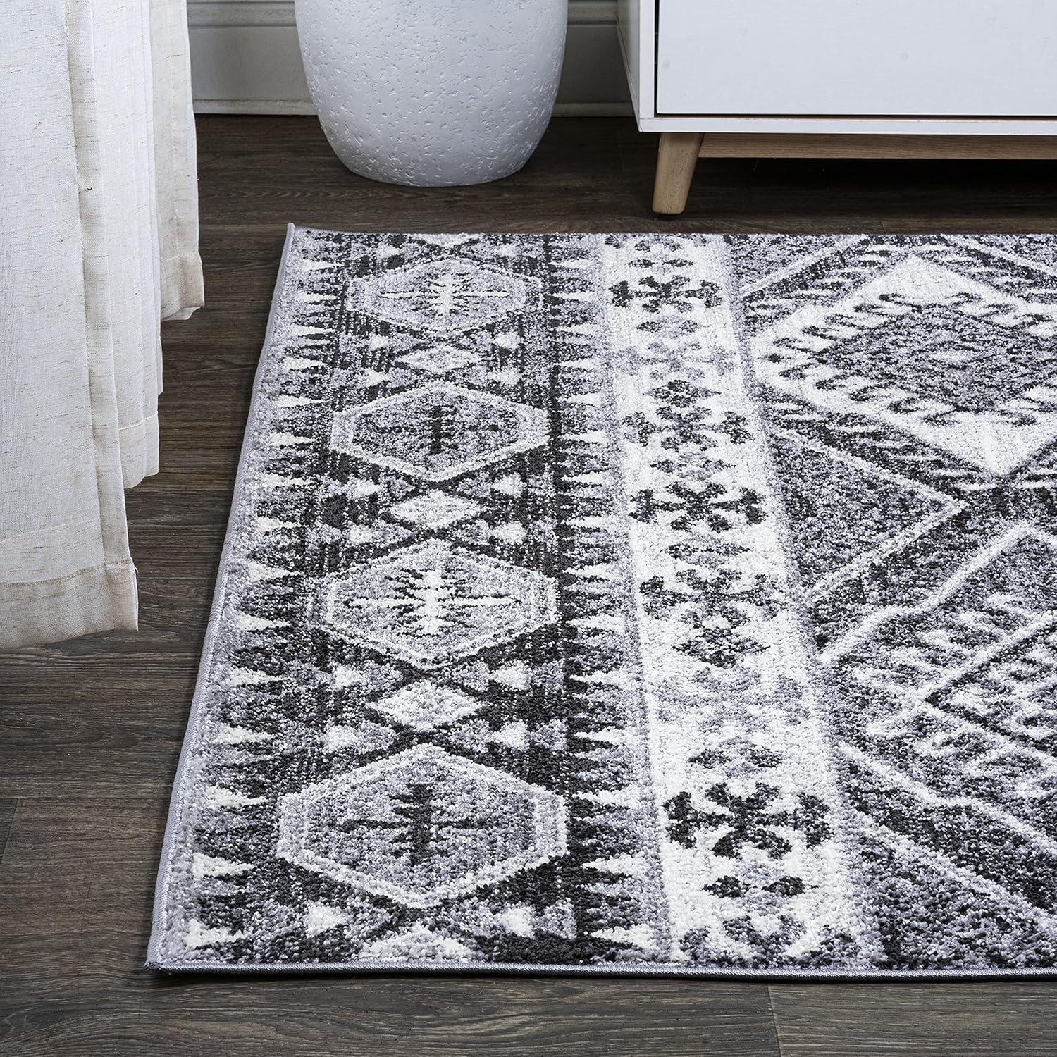image:imageJONATHAN Y Sura Kilim Geometric GrayAnthracite Runner Rug 2x8 Modern Bohemian Vintage EasyCleaning for Living Room Bedroom Kitchen Pet Friendly NonShedding MOH500A284 x 6 Rectangular
