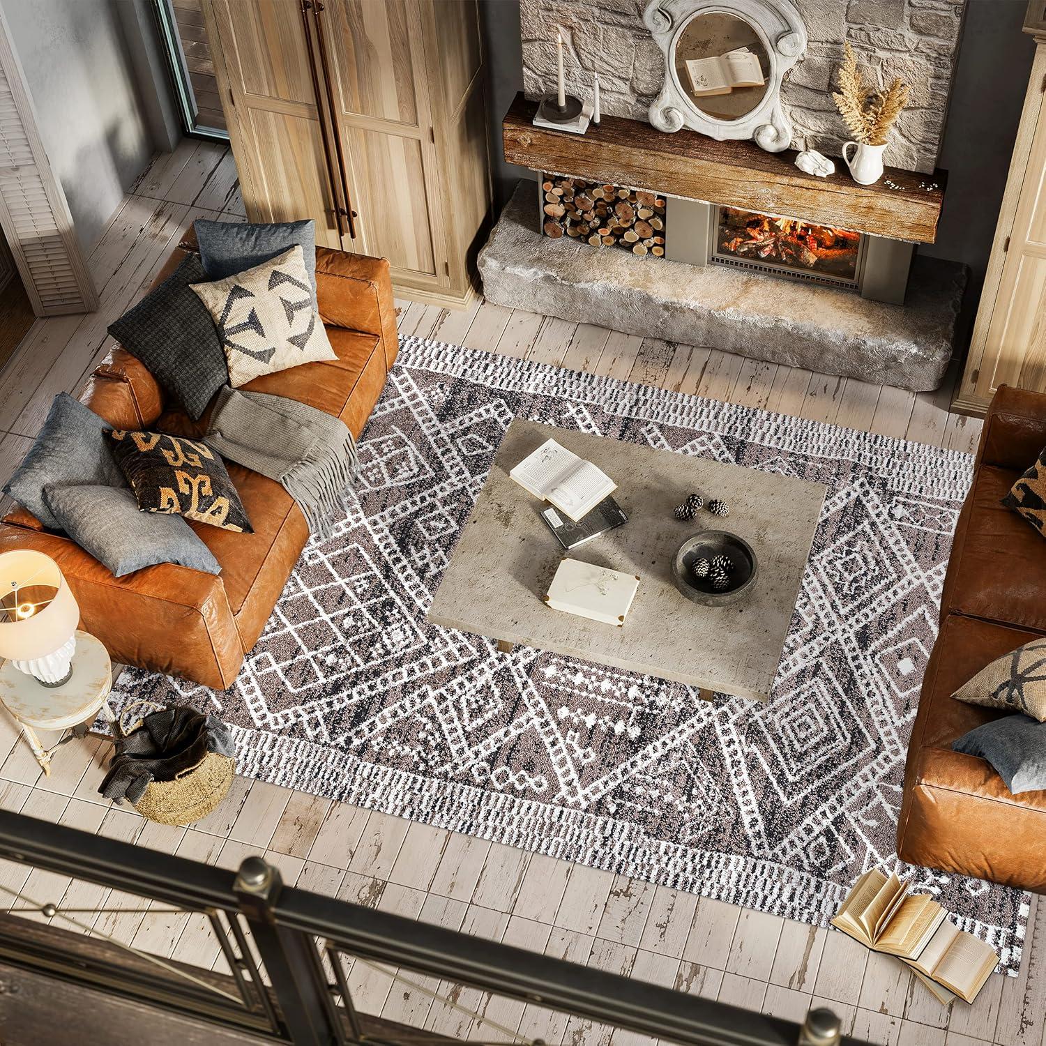 image:imageJONATHAN Y Tayri Tribal Geometric BrownIvory Runner Rug 2x8 Modern Bohemian Vintage EasyCleaning for Living Room Bedroom Kitchen Pet Friendly NonShedding MOH501A283 x 5 Rectangular