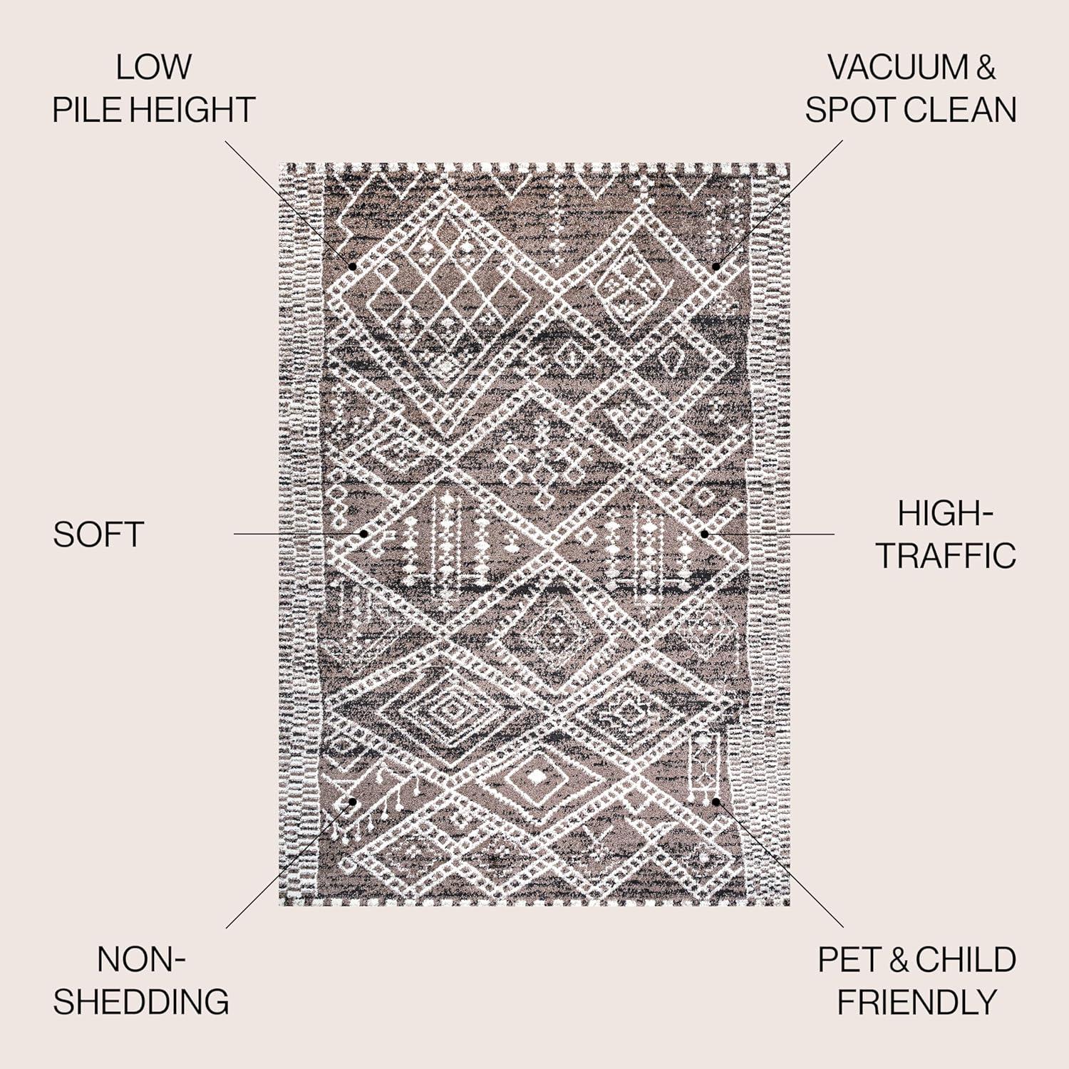 image:imageJONATHAN Y Tayri Tribal Geometric BrownIvory Runner Rug 2x8 Modern Bohemian Vintage EasyCleaning for Living Room Bedroom Kitchen Pet Friendly NonShedding MOH501A2878 x 10 Rectangular