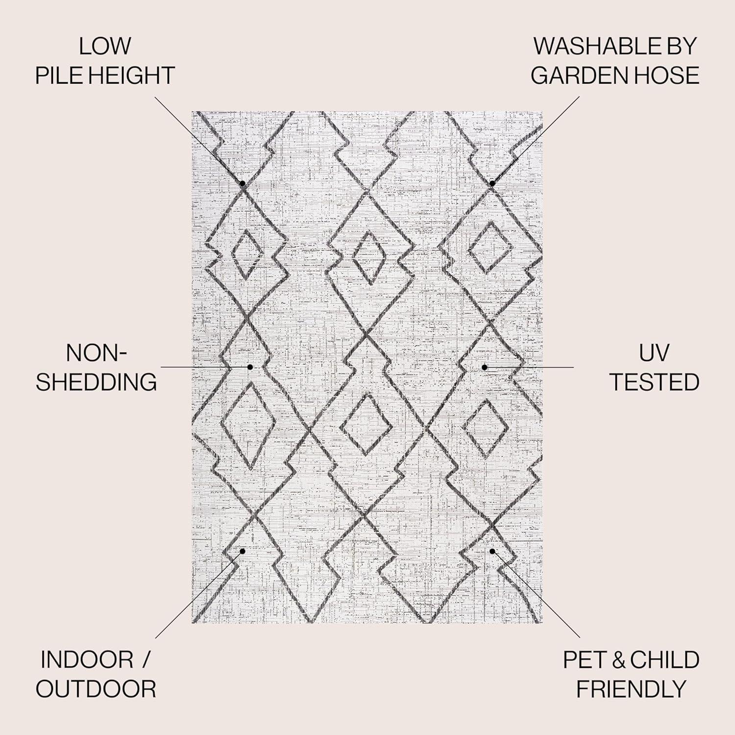 image:imageJONATHAN Y Tribal Diamond Trellis Indoor Outdoor Runner Rug 2X8 BeigeBrown Carwa for Backyard Patio Porch EasyCleaning High Traffic PetFriendly NonShedding SMB128A28IvoryBlack