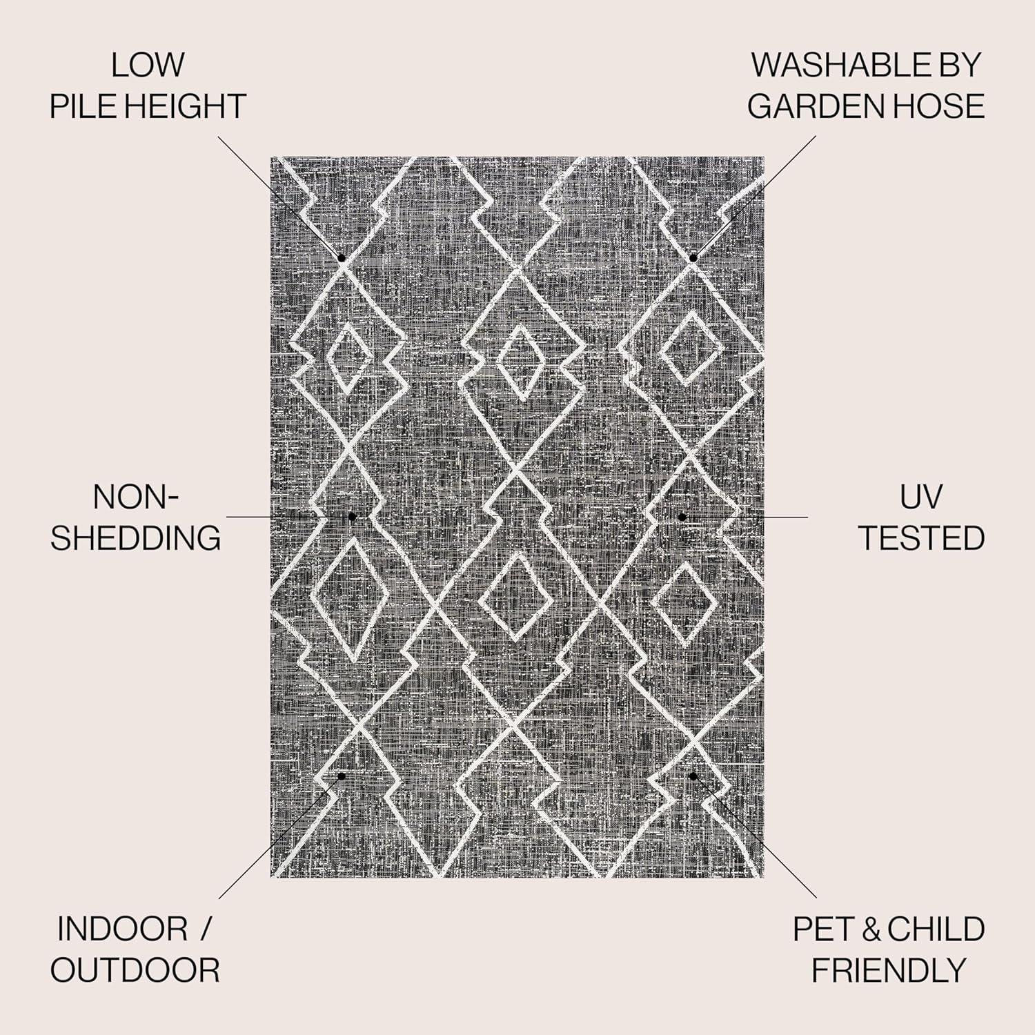 image:imageJONATHAN Y Tribal Diamond Trellis Indoor Outdoor Runner Rug 2X8 BeigeBrown Carwa for Backyard Patio Porch EasyCleaning High Traffic PetFriendly NonShedding SMB128A28BlackIvory