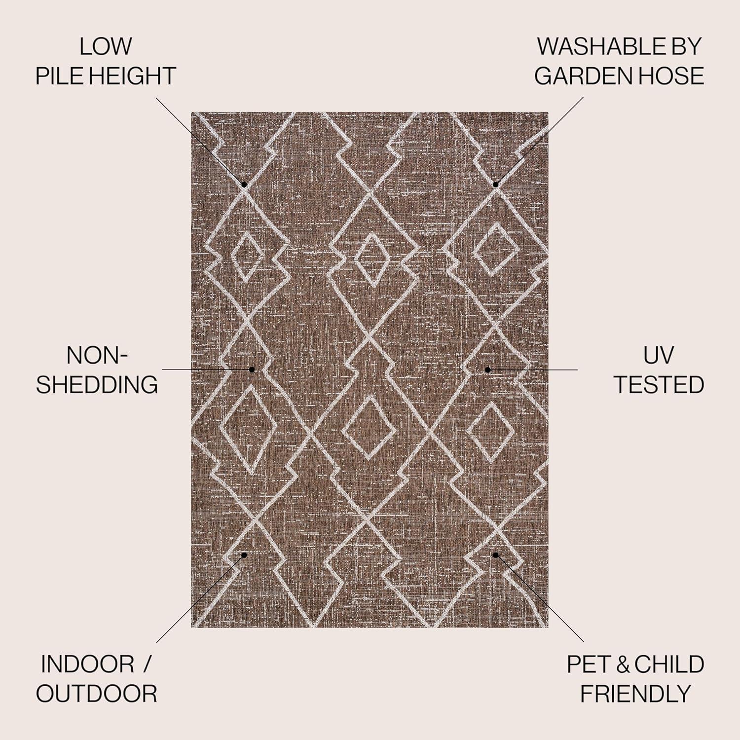 image:imageJONATHAN Y Tribal Diamond Trellis Indoor Outdoor Runner Rug 2X8 BeigeBrown Carwa for Backyard Patio Porch EasyCleaning High Traffic PetFriendly NonShedding SMB128A28BrownBeige