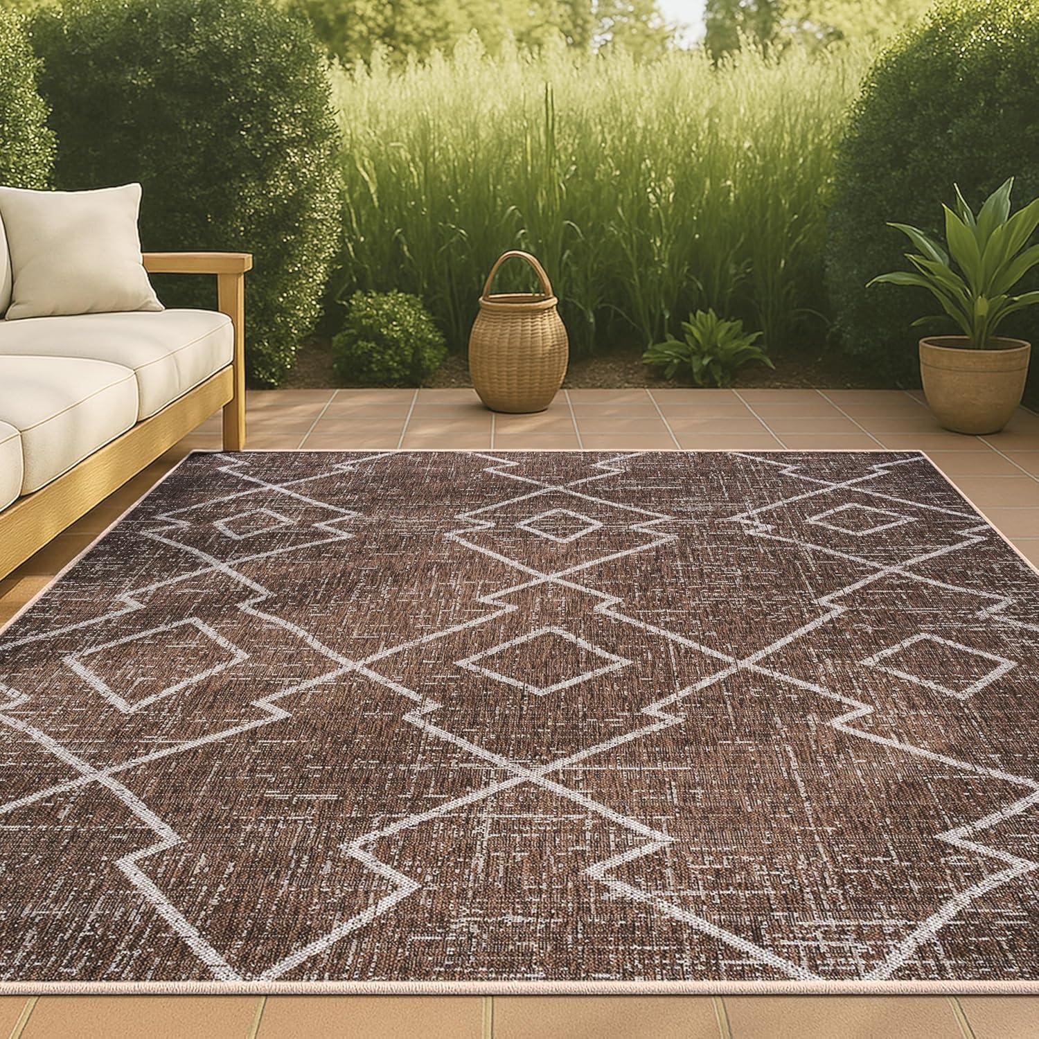 image:imageJONATHAN Y Tribal Diamond Trellis Indoor Outdoor Runner Rug 2X8 BeigeBrown Carwa for Backyard Patio Porch EasyCleaning High Traffic PetFriendly NonShedding SMB128A28BrownBeige