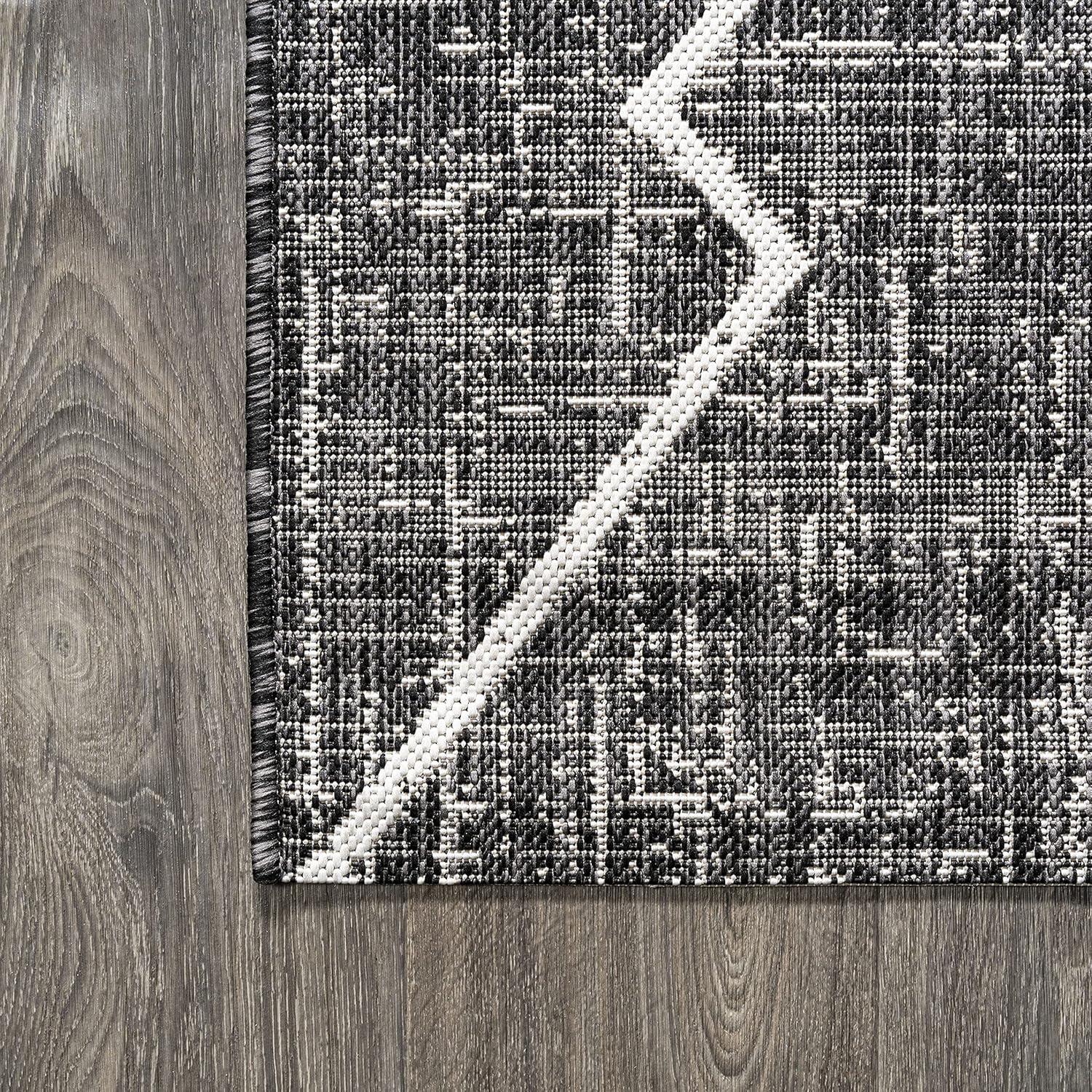 image:imageJONATHAN Y Tribal Diamond Trellis Indoor Outdoor Runner Rug 2X8 BeigeBrown Carwa for Backyard Patio Porch EasyCleaning High Traffic PetFriendly NonShedding SMB128A28BlackIvory