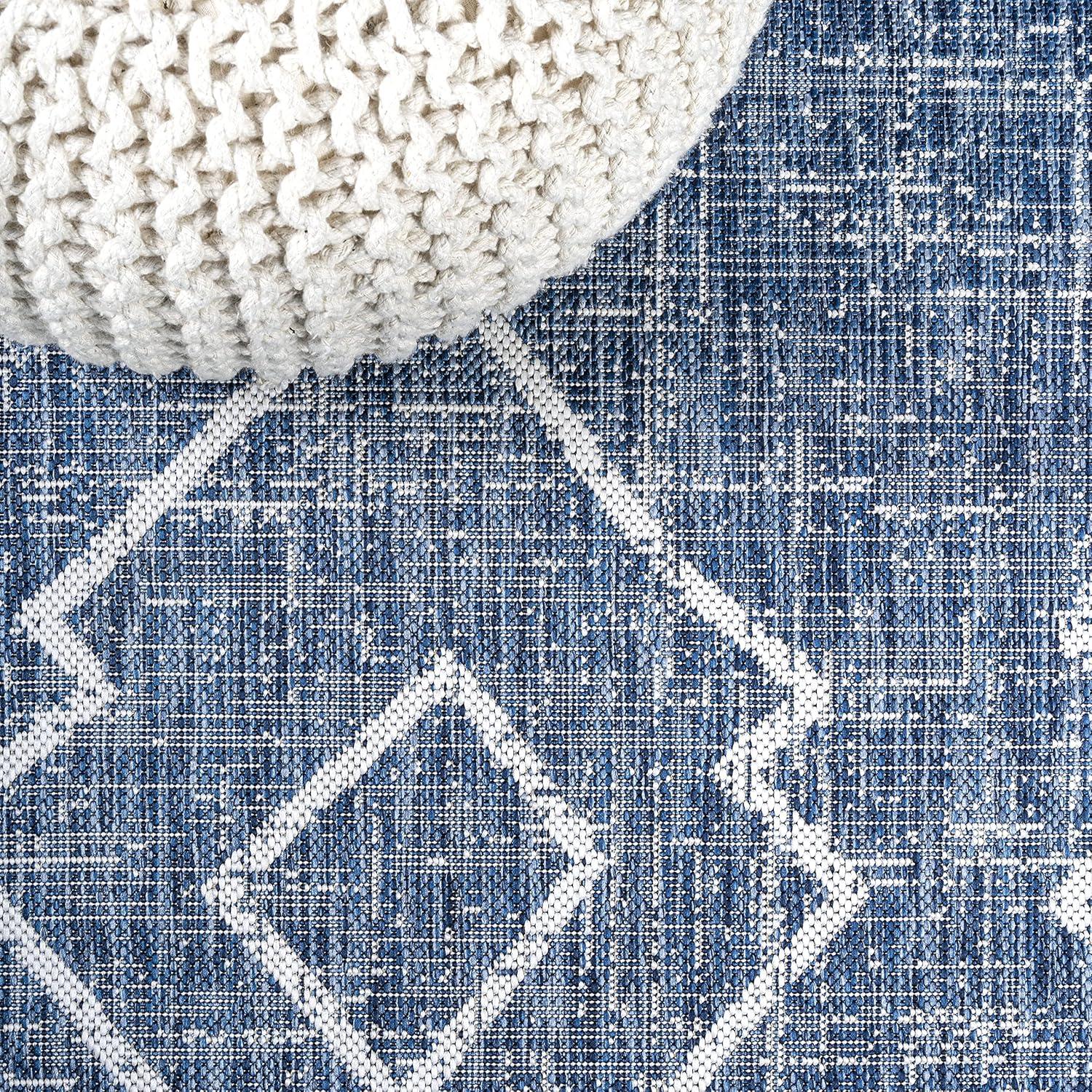 image:imageJONATHAN Y Tribal Diamond Trellis Indoor Outdoor Runner Rug 2X8 BeigeBrown Carwa for Backyard Patio Porch EasyCleaning High Traffic PetFriendly NonShedding SMB128A28BlueIvory